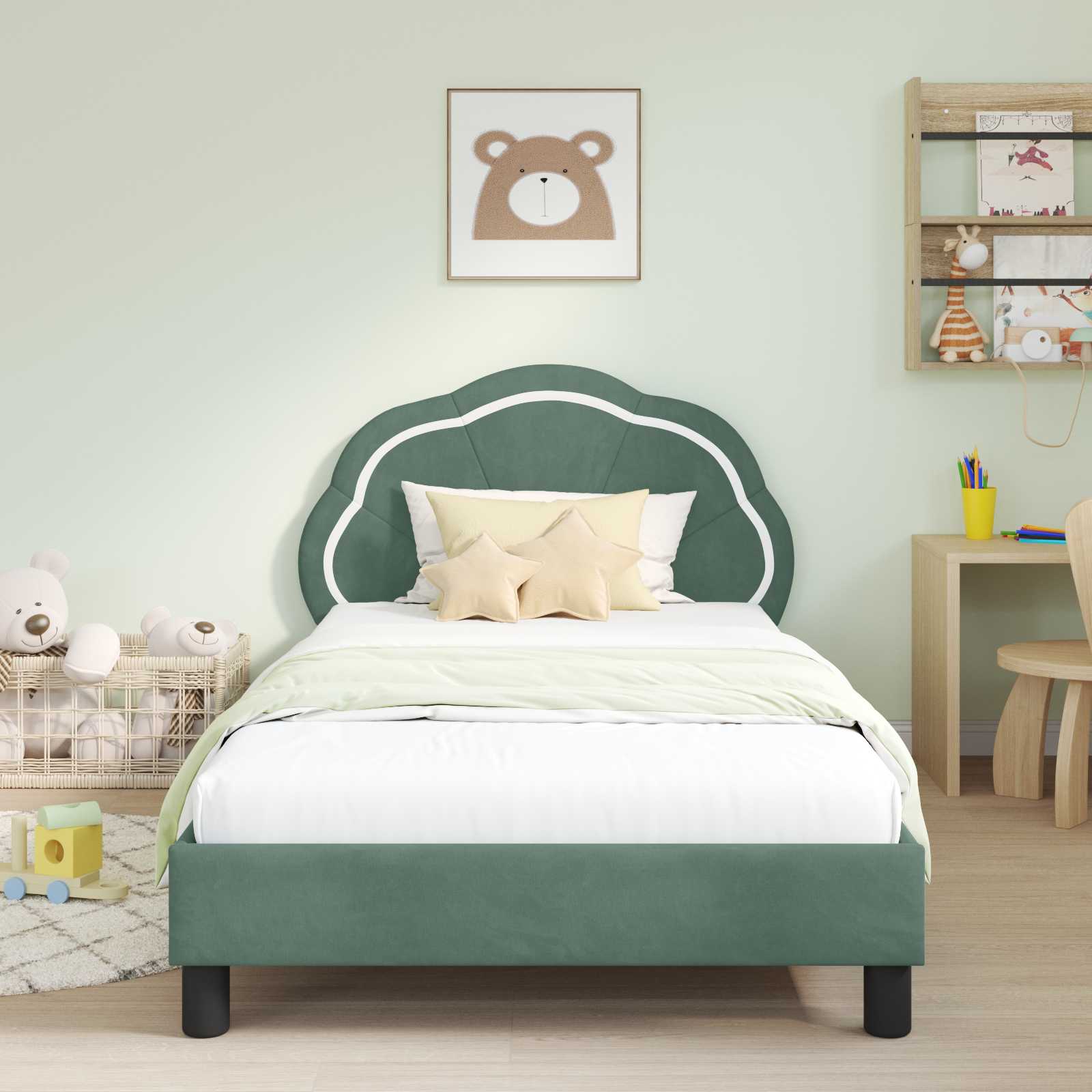 Cadre de lit pour enfants avec tête de lit Vert Mer 90 x 190 cm - XIOS