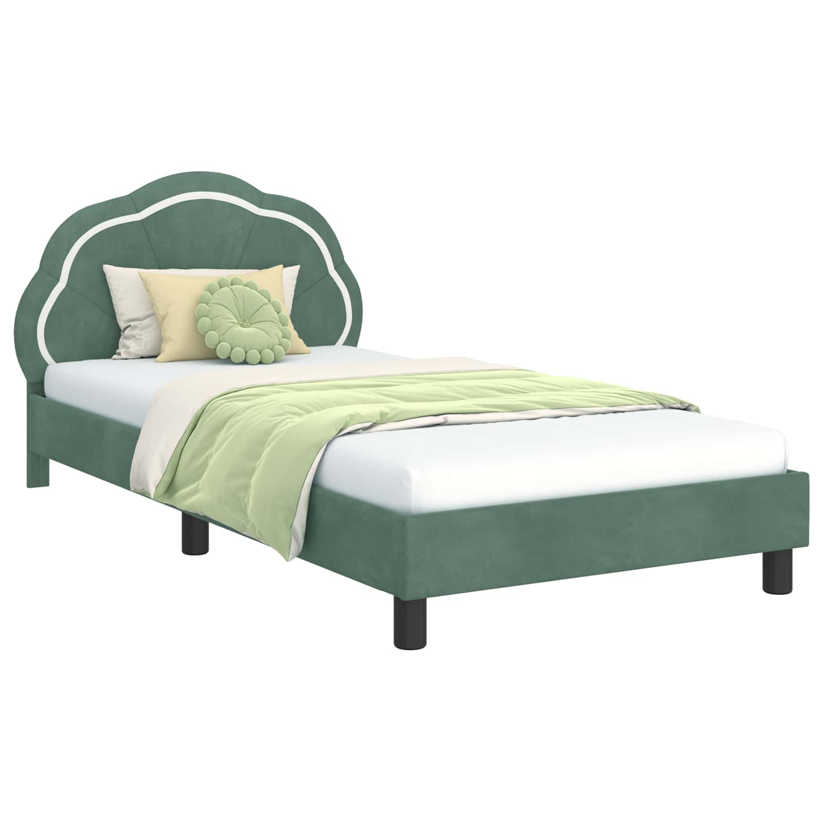 Cadre de lit pour enfants avec tête de lit Vert Mer 90 x 200 cm - XIOS