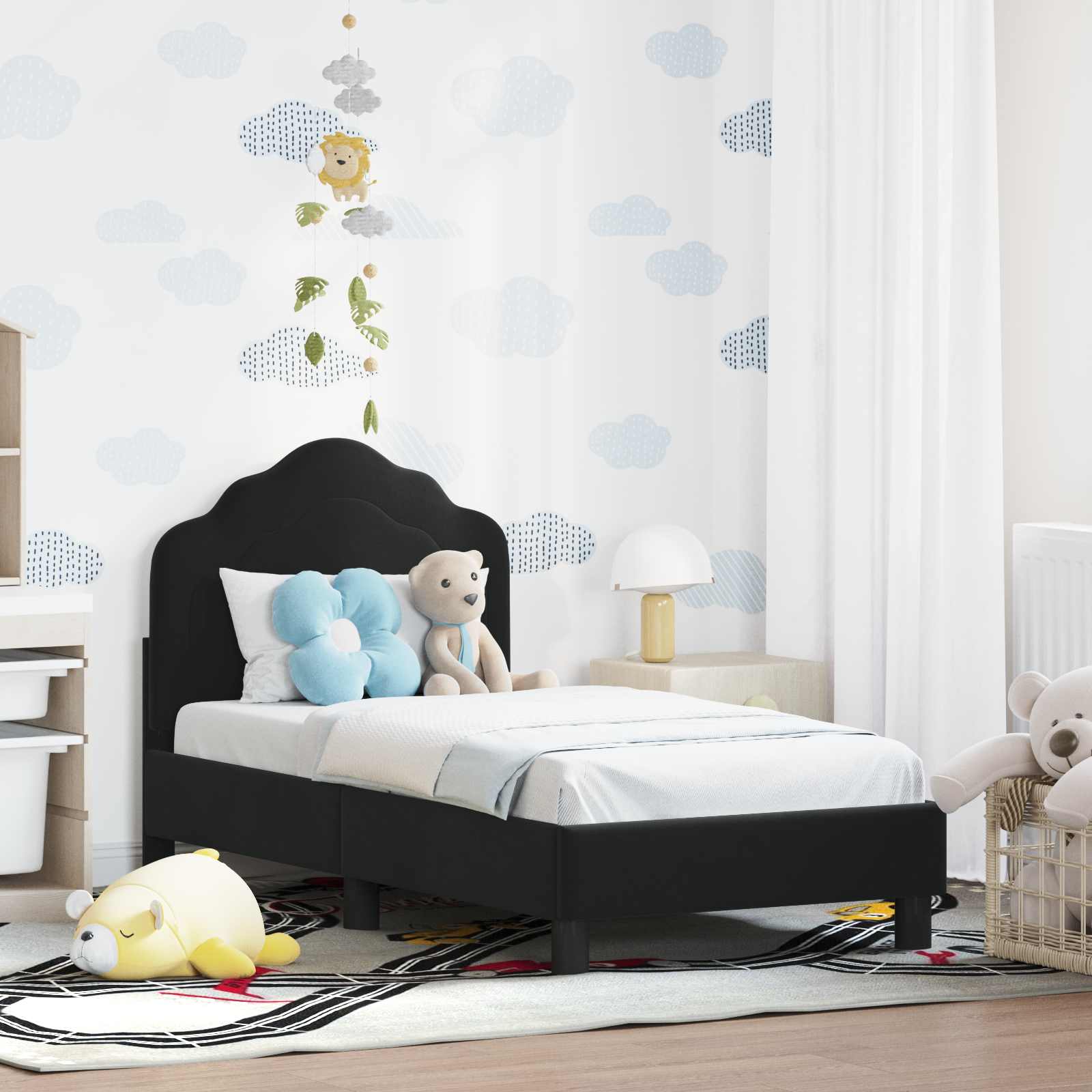 Cadre de lit pour tout-petit avec tête de lit Noir 70 x 140 cm - XIOS