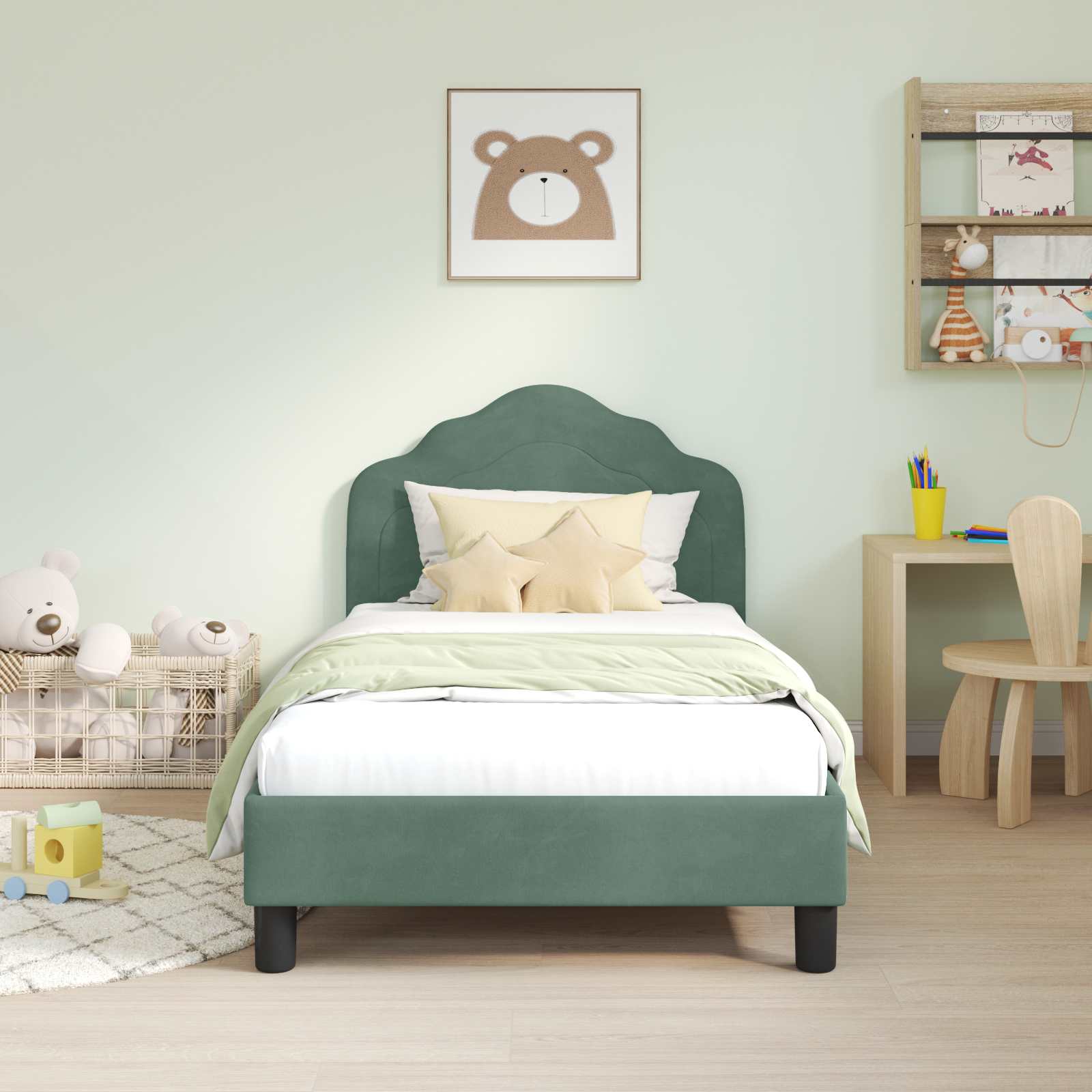 Cadre de lit pour enfants avec tête de lit Vert Mer 80 x 160 cm - XIOS