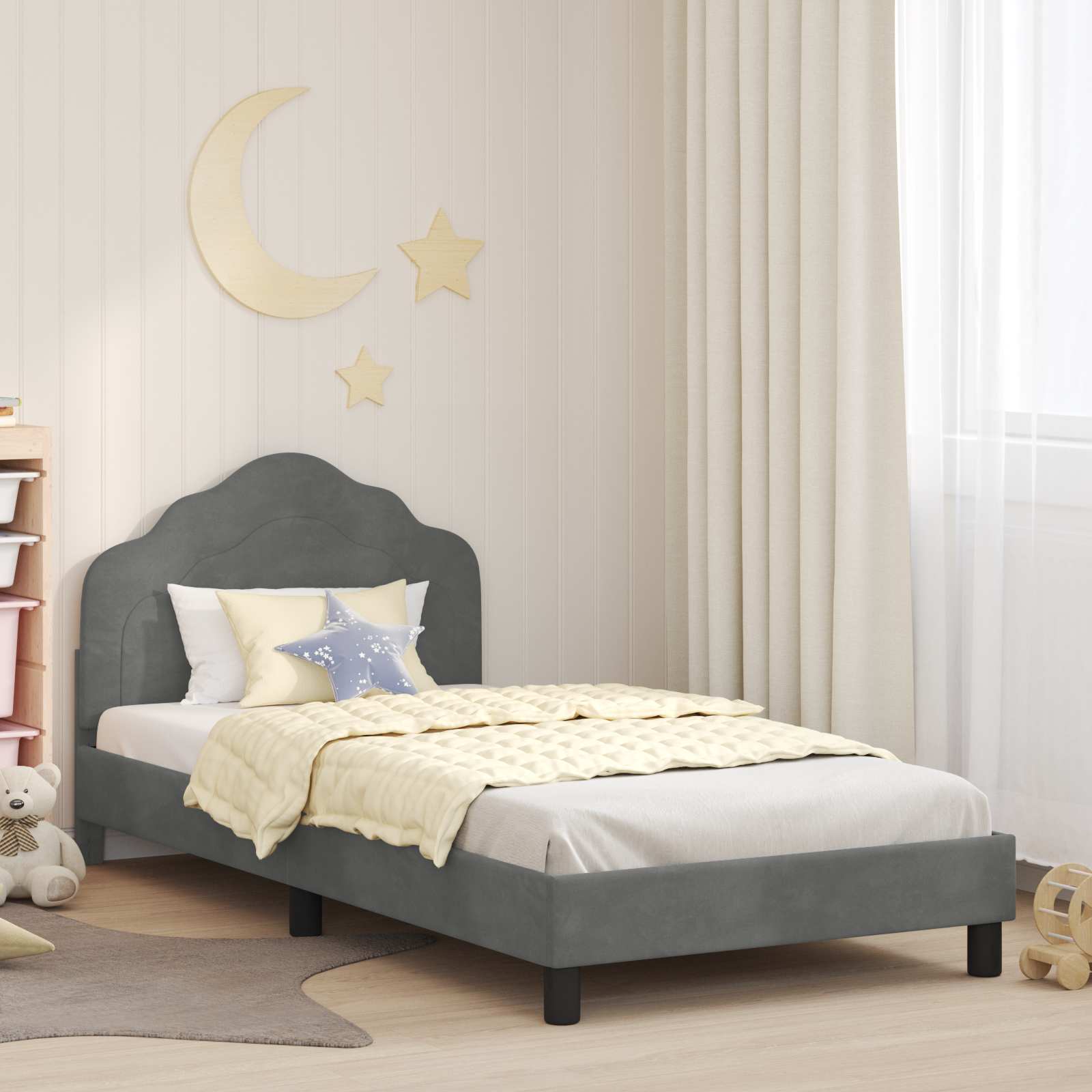 Cadre de lit pour enfants avec tête de lit Gris foncé - XIOS