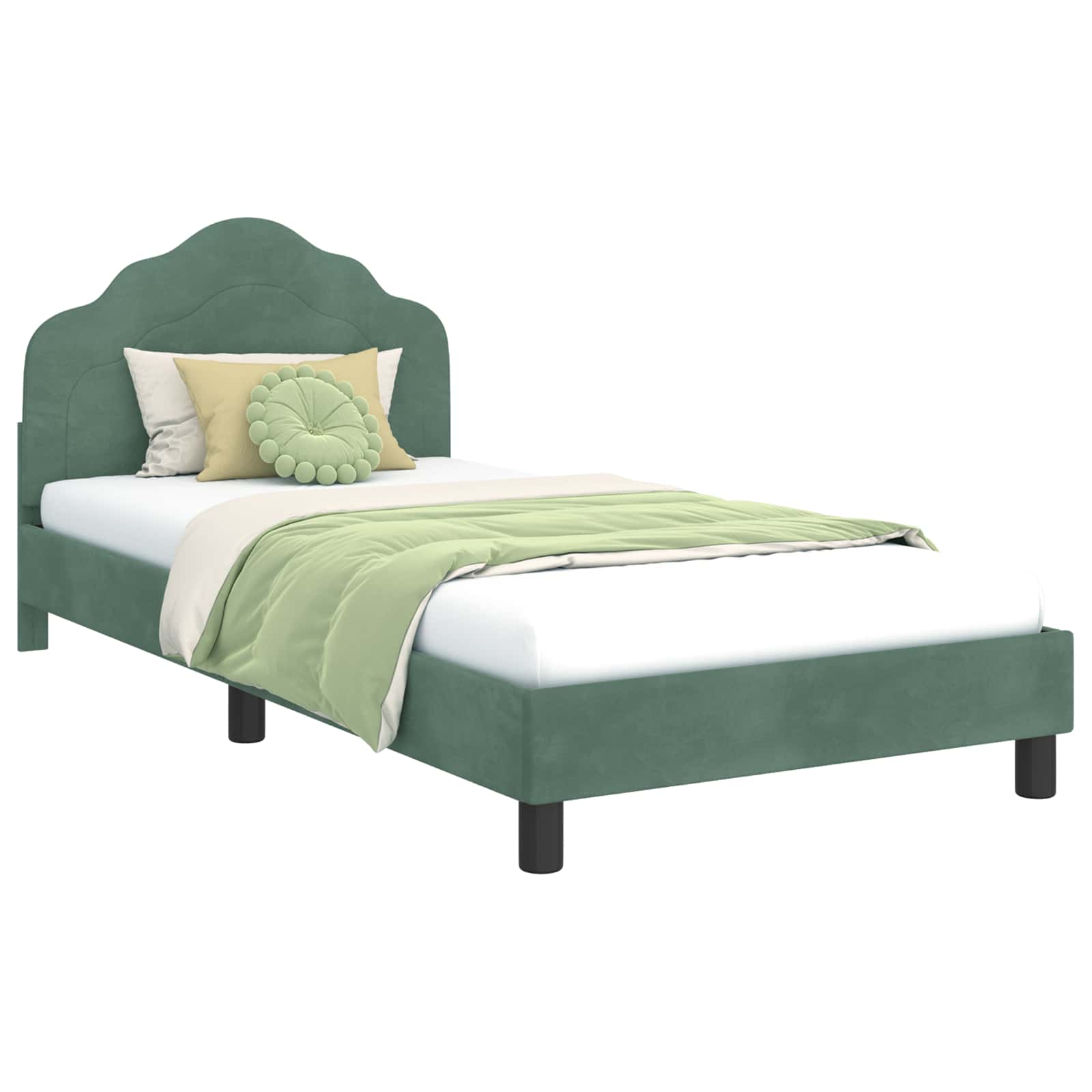 Cadre de lit pour enfants avec tête de lit Vert Mer 90 x 200 cm - XIOS