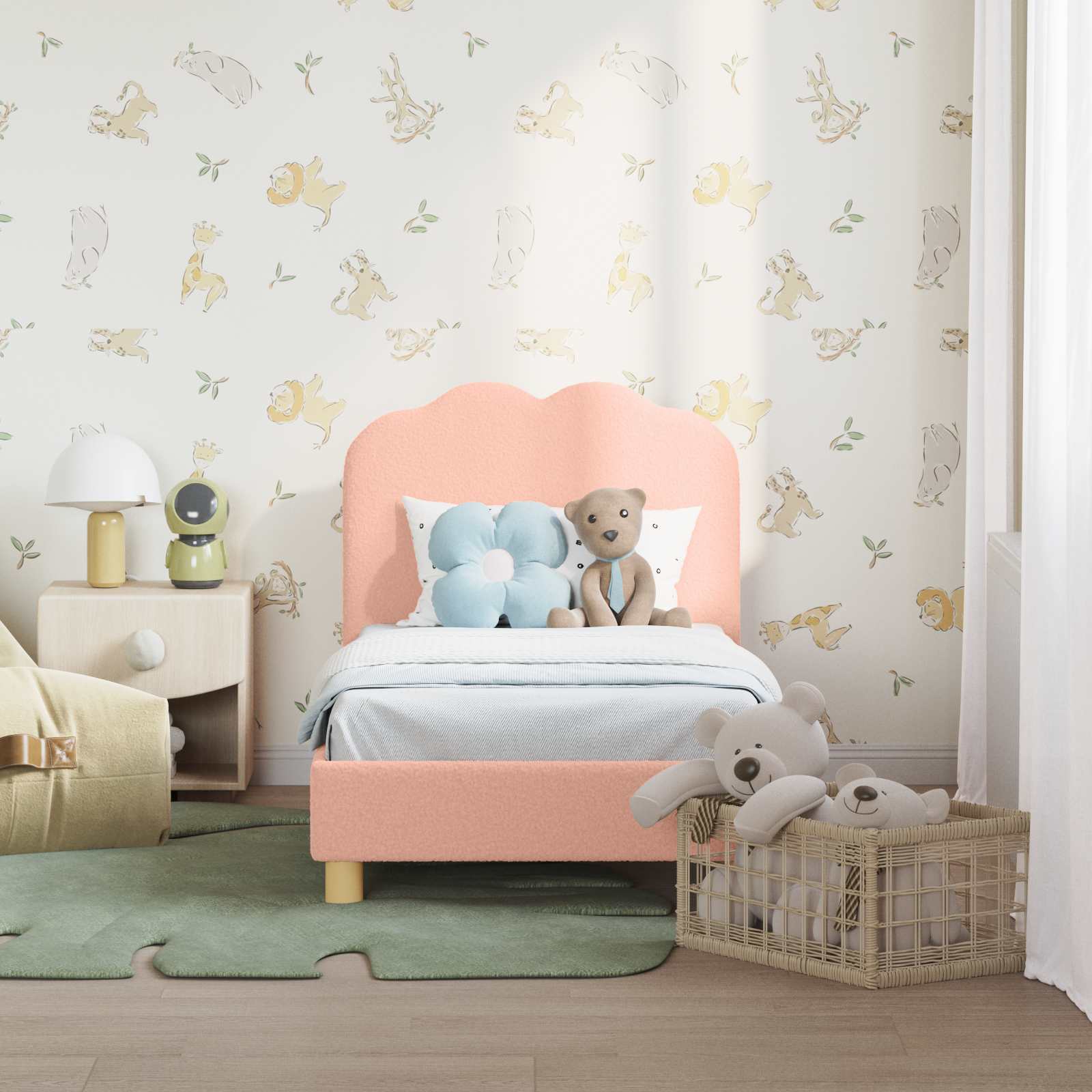 Cadre de lit pour tout-petit avec tête de lit Rose 70 x 140 cm - XIOS