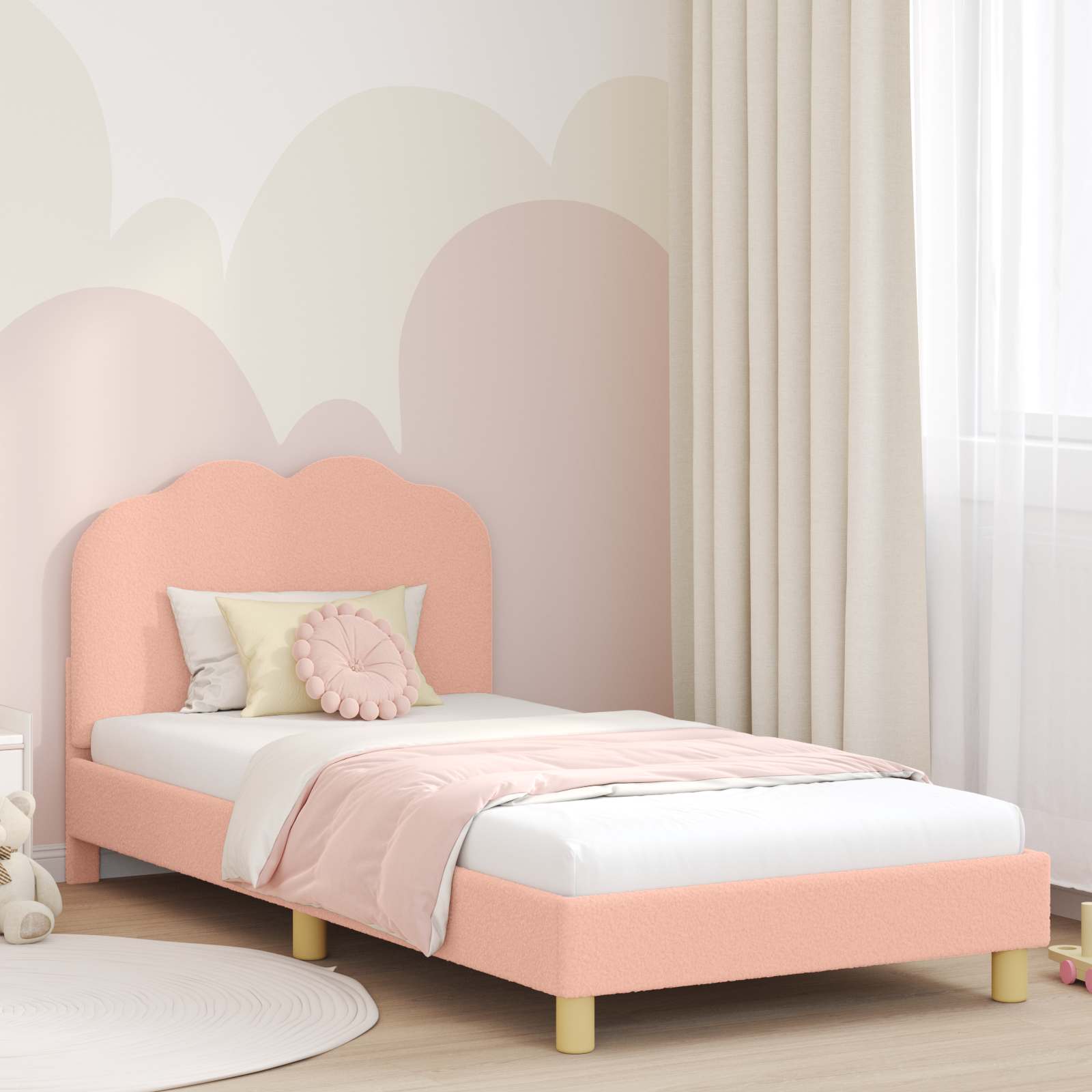 Cadre de lit pour enfants avec tête de lit Rose 90 x 190 cm - XIOS
