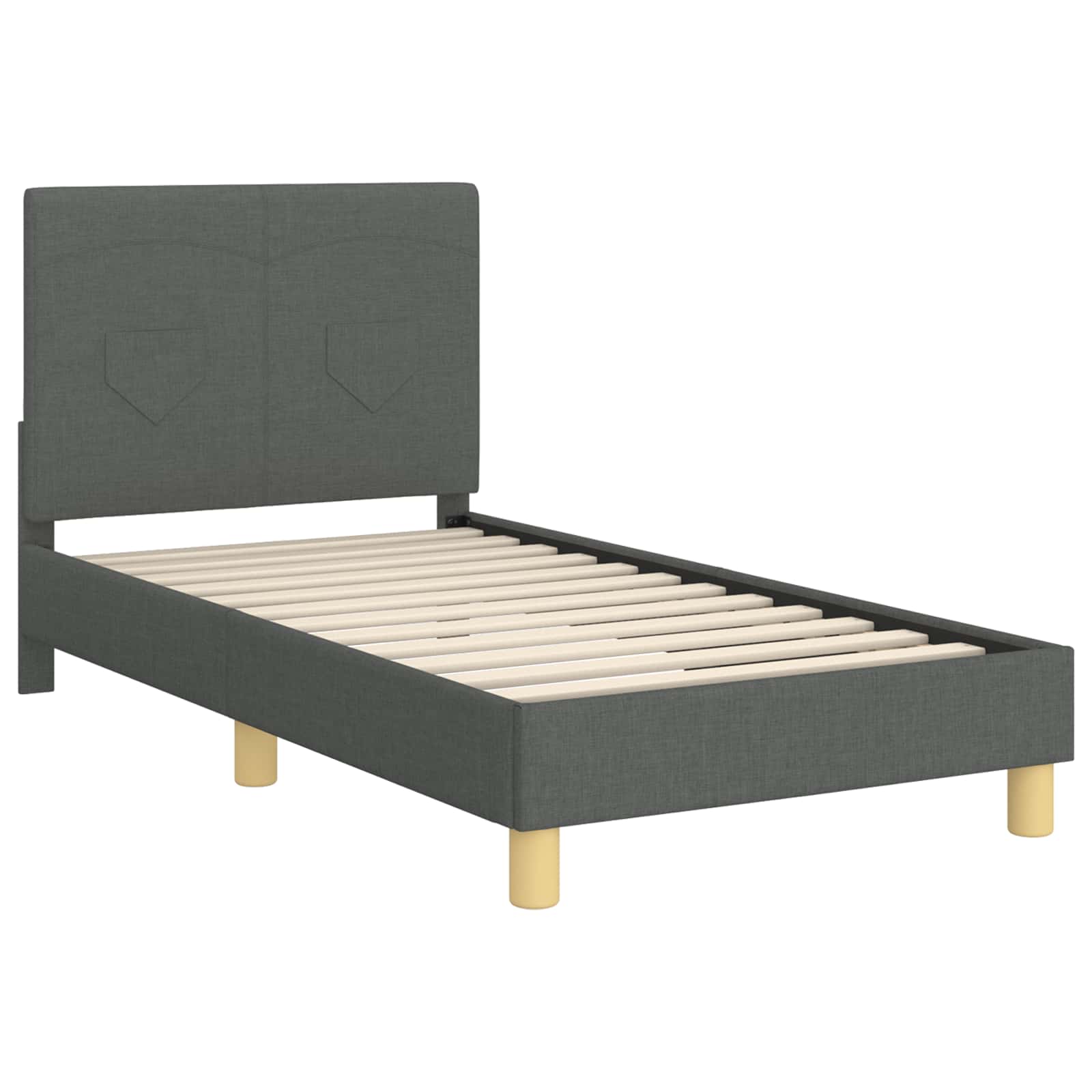 Cadre de lit pour enfants avec tête de lit Gris foncé tissu - XIOS