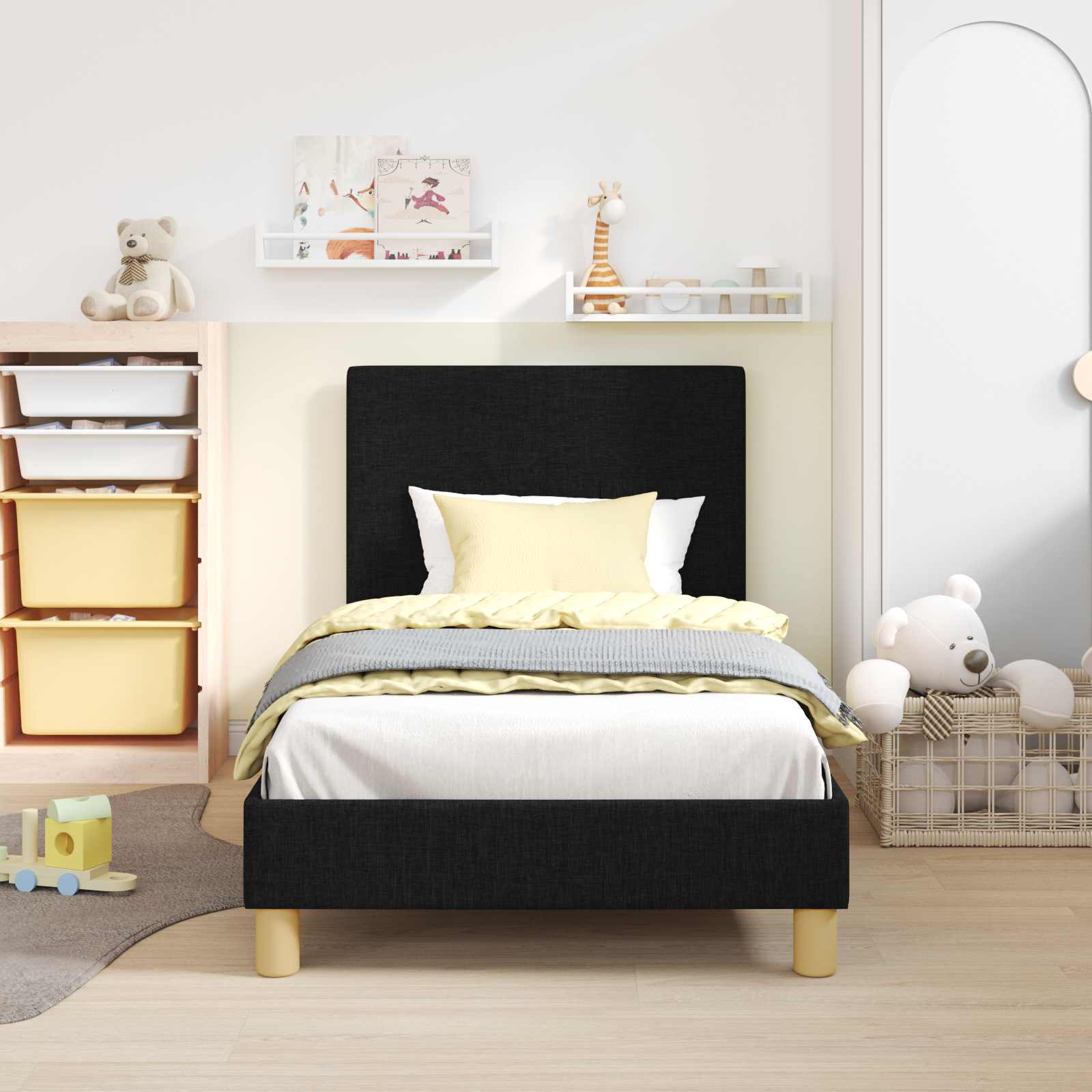 Cadre de lit pour enfants avec tête de lit Noir 80 x 160 cm - XIOS