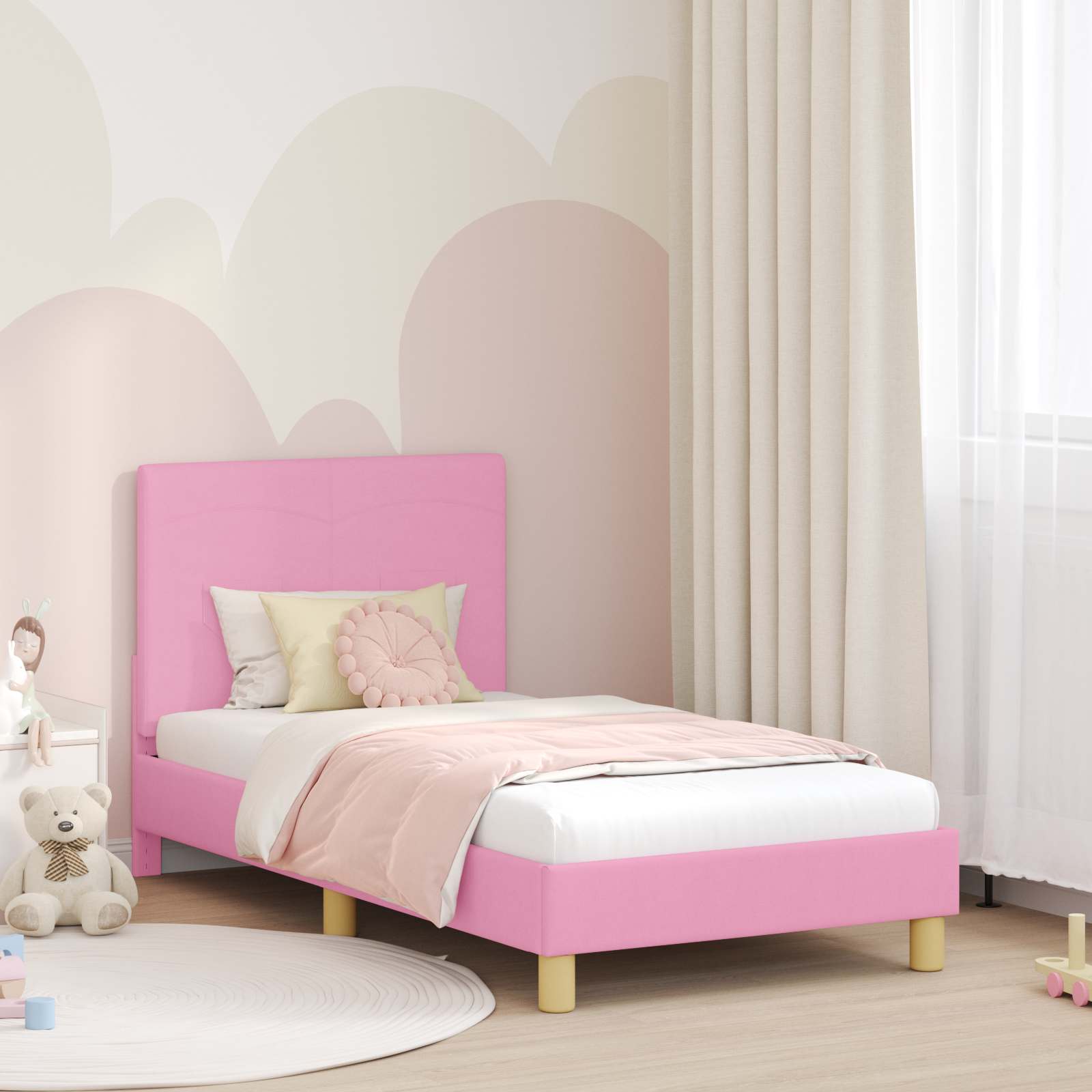 Cadre de lit pour enfants avec tête de lit Rose 80 x 160 cm - XIOS