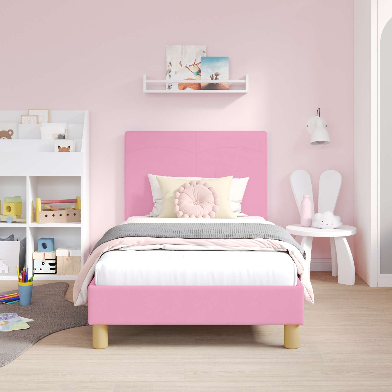 Cadre de lit pour enfants avec tête de lit Rose 80 x 160 cm - XIOS