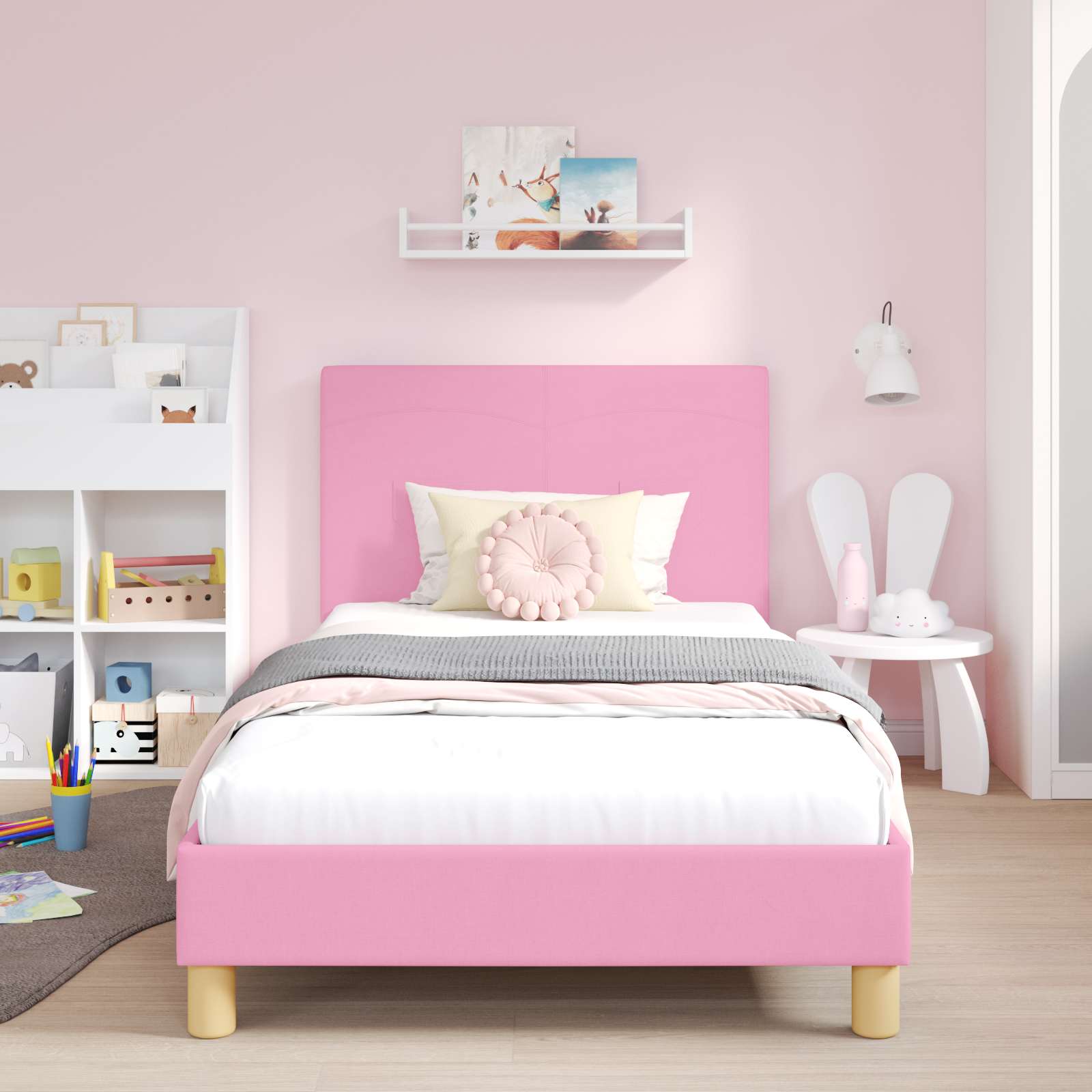 Cadre de lit pour enfants avec tête de lit Rose 90 x 200 cm - XIOS