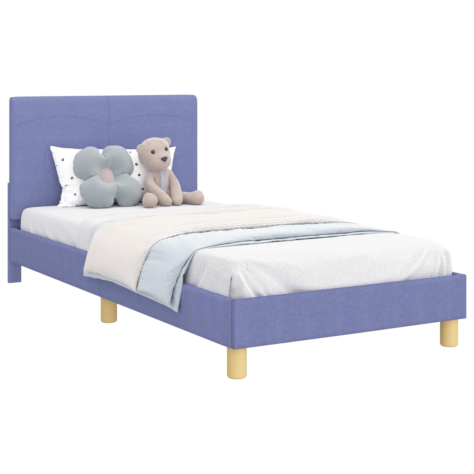 Cadre de lit pour enfants avec tête de lit Bleu denim tissu - XIOS