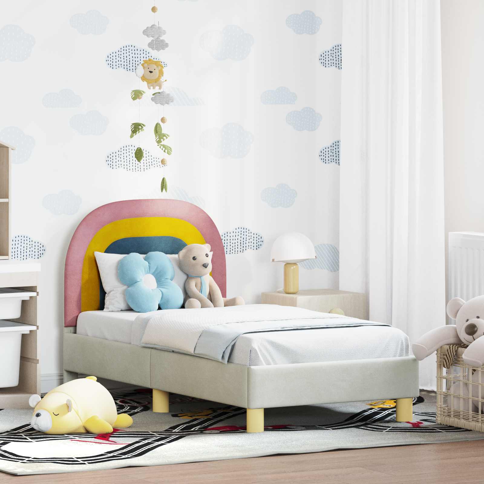 Cadre de lit pour tout-petit avec tête de lit Crème 70 x 140 cm - XIOS
