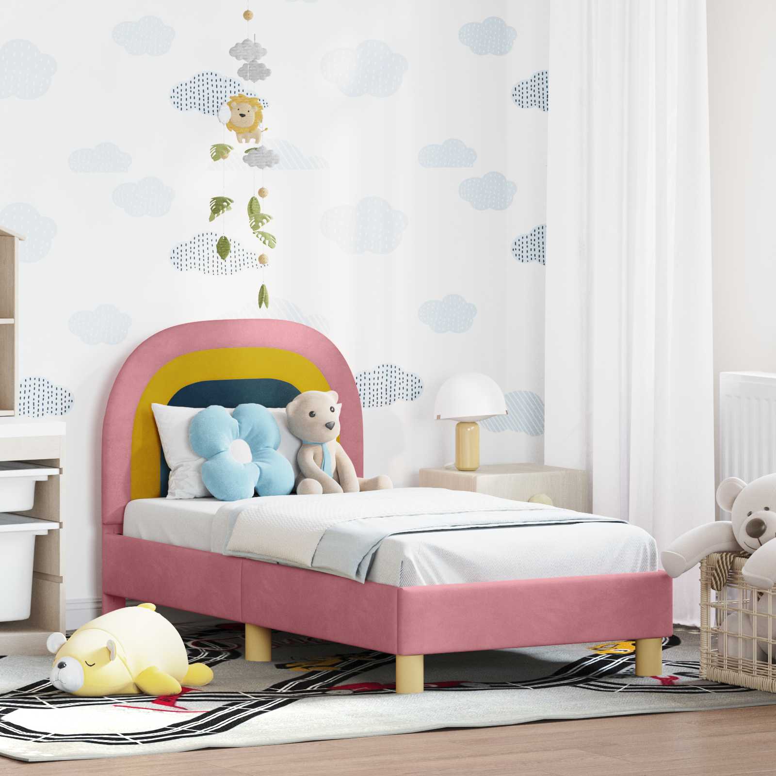 Cadre de lit pour tout-petit avec tête de lit Rose 70 x 140 cm - XIOS