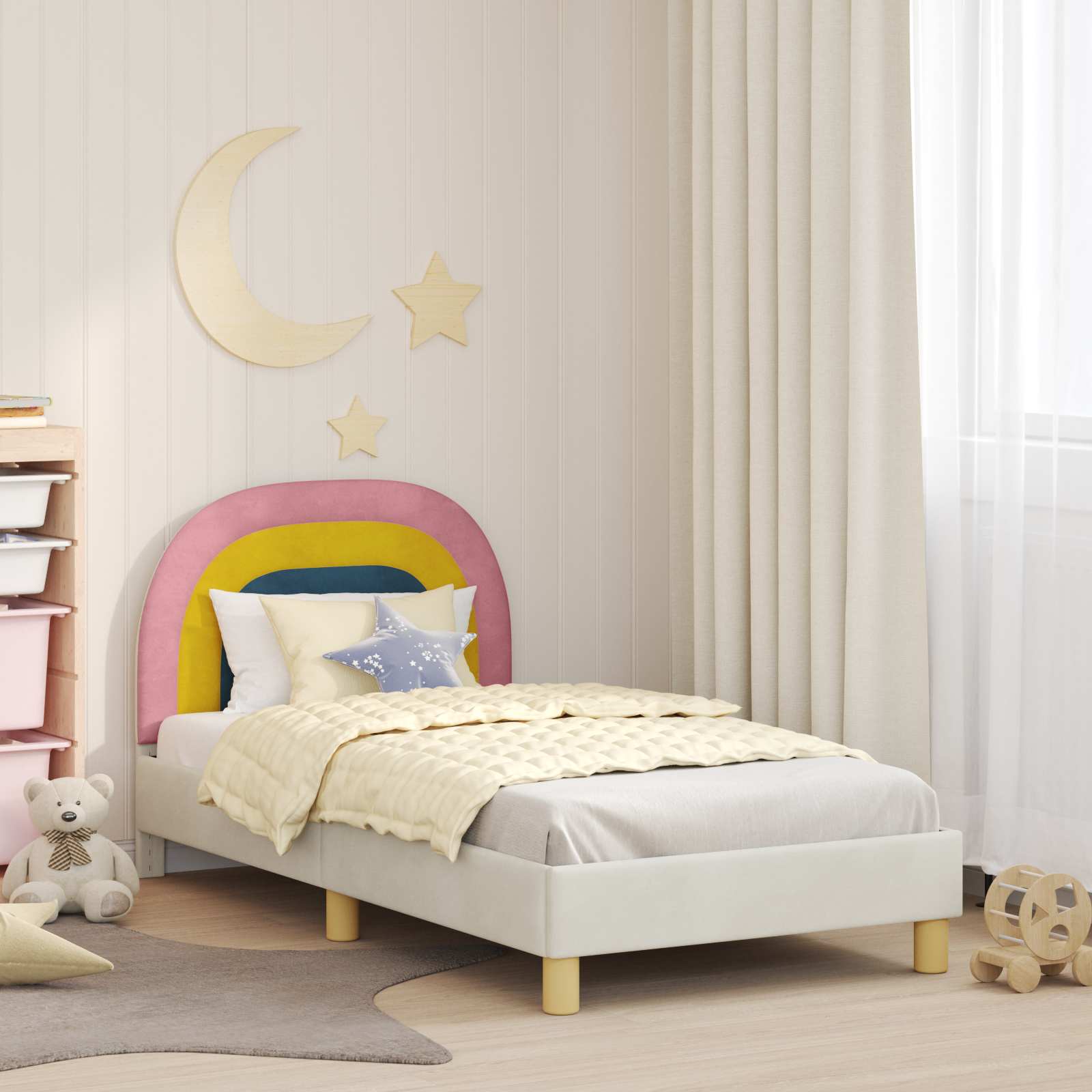 Cadre de lit pour enfants avec tête de lit Crème 80 x 160 cm - XIOS