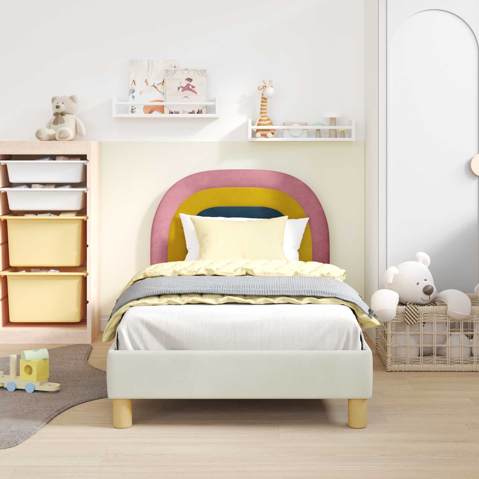 Cadre de lit pour enfants avec tête de lit Crème 80 x 160 cm - XIOS