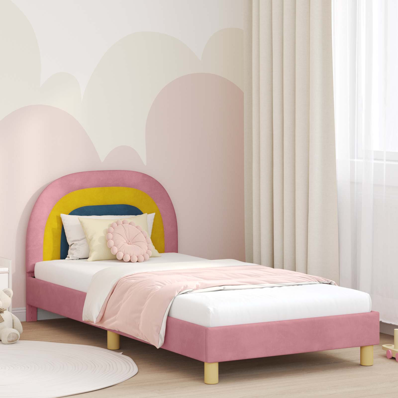 Cadre de lit pour enfants avec tête de lit Rose 90 x 200 cm - XIOS
