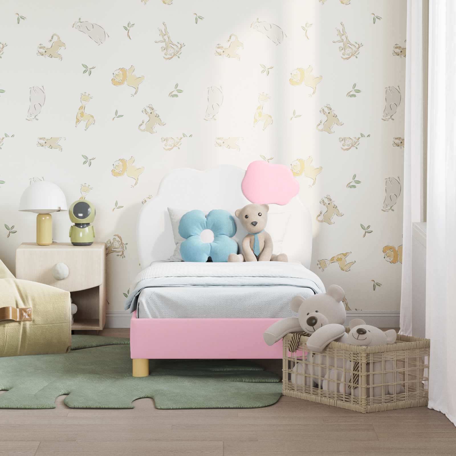 Cadre de lit pour tout-petit avec tête de lit Rose 70 x 140 cm - XIOS