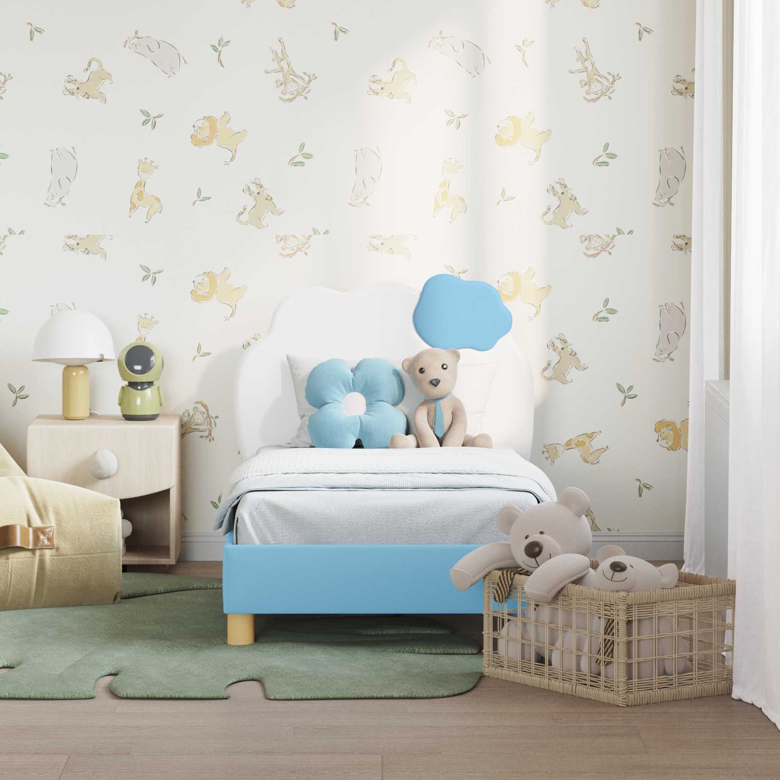 Cadre de lit pour tout-petit avec tête de lit Bleu 70 x 140 cm - XIOS