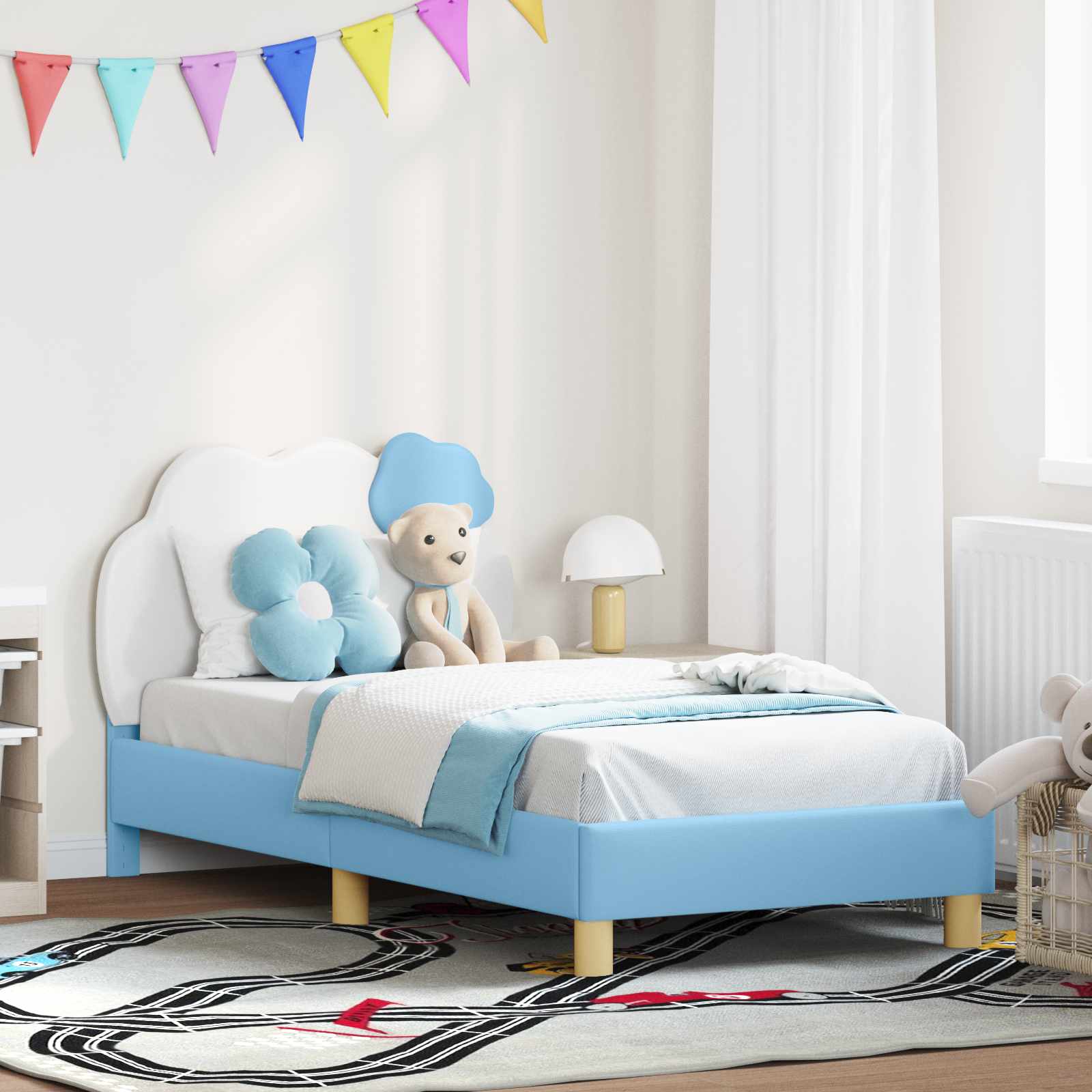 Cadre de lit pour enfants avec tête de lit Bleu 80 x 160 cm PU - XIOS