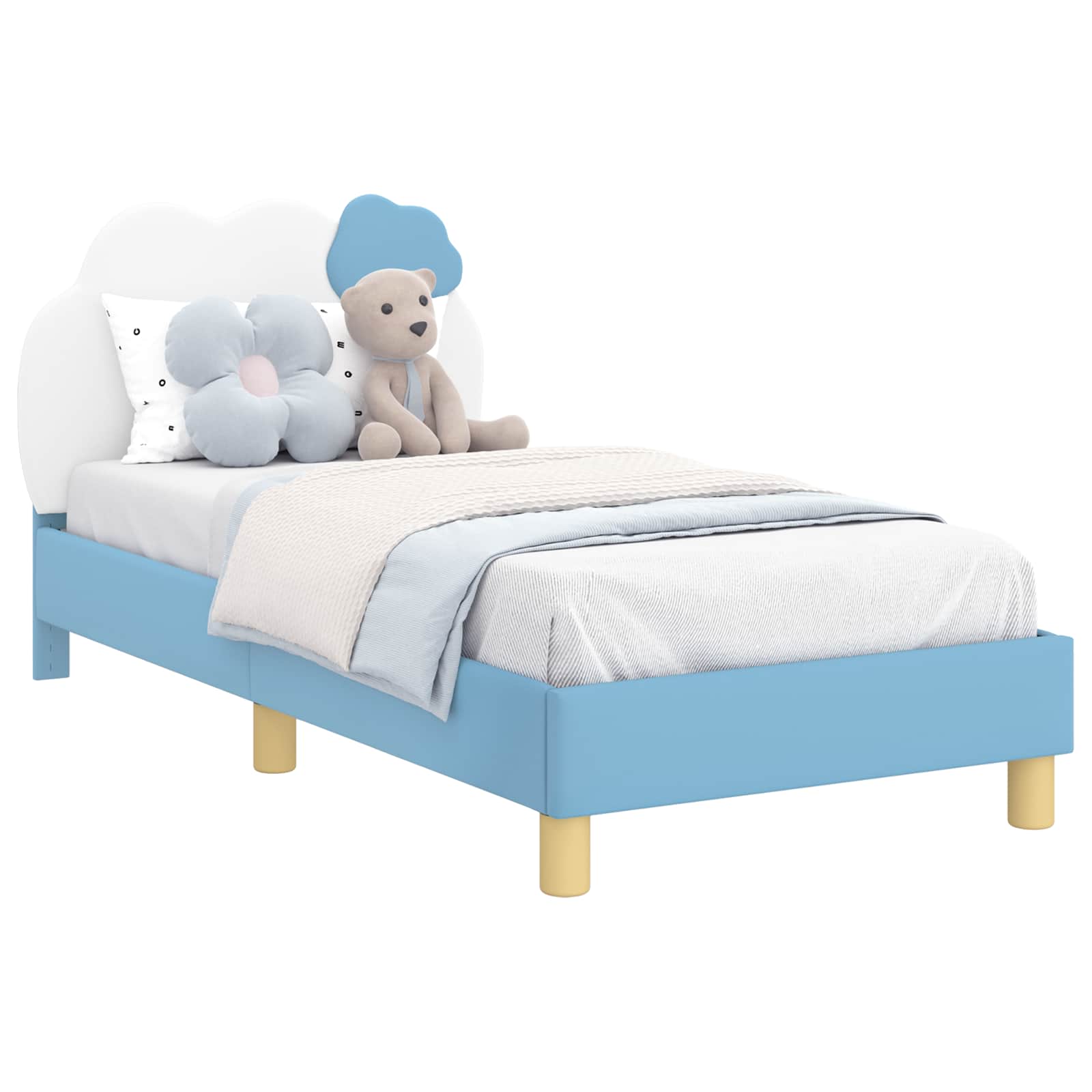 Cadre de lit pour enfants avec tête de lit Bleu 80 x 160 cm PU - XIOS