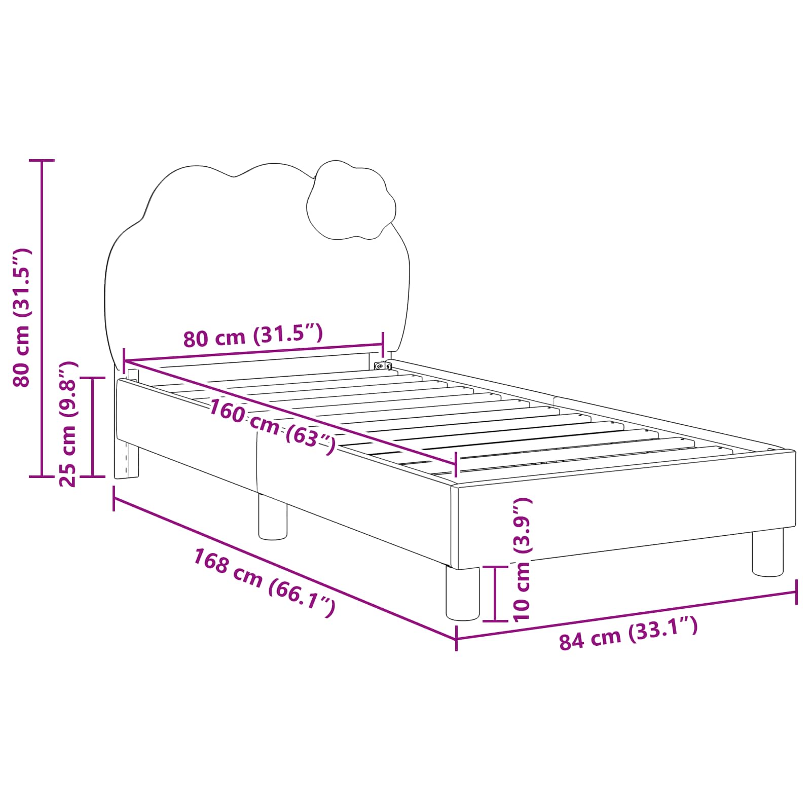 Cadre de lit pour enfants avec tête de lit Bleu 80 x 160 cm PU - XIOS