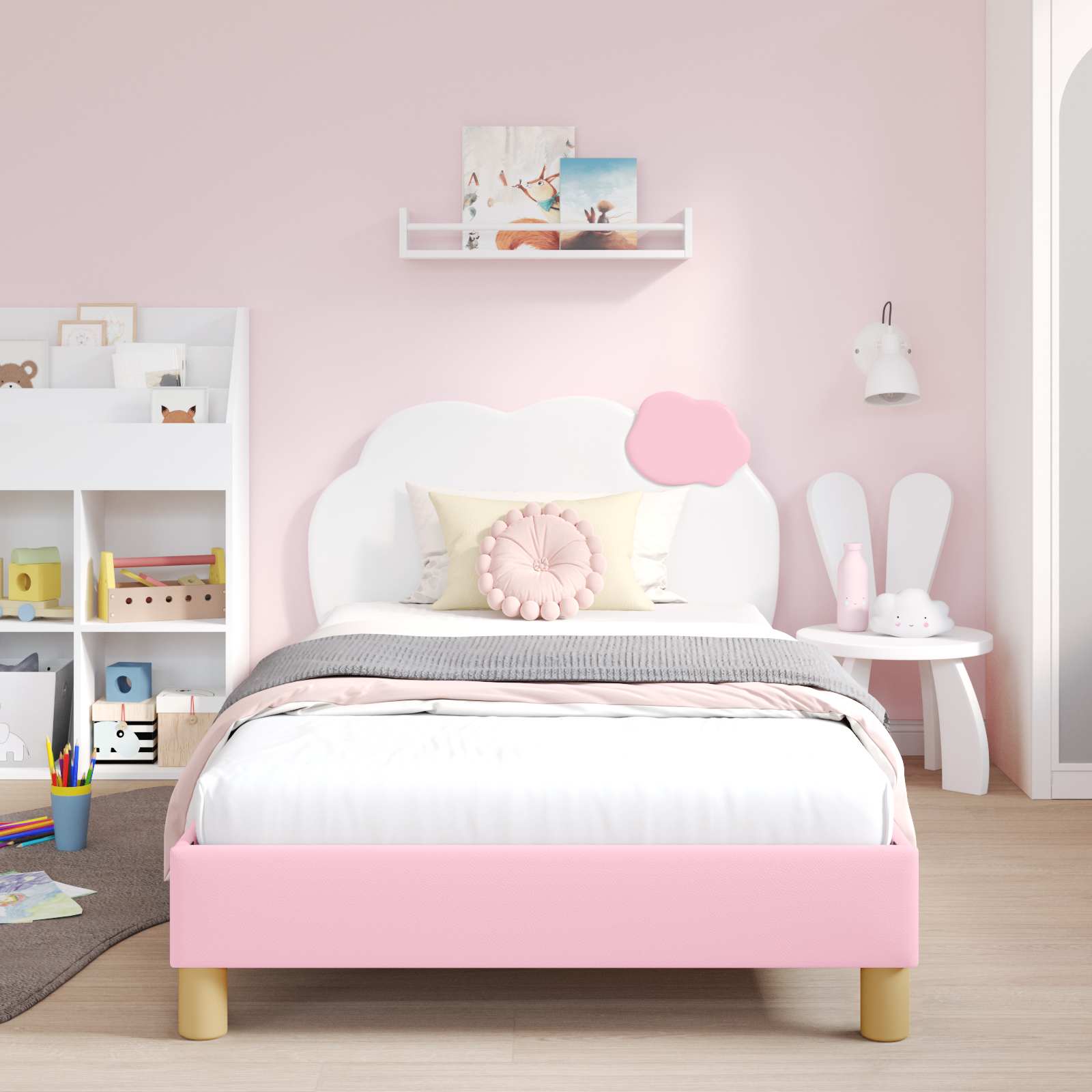 Cadre de lit pour enfants avec tête de lit Rose 90 x 200 cm PU - XIOS
