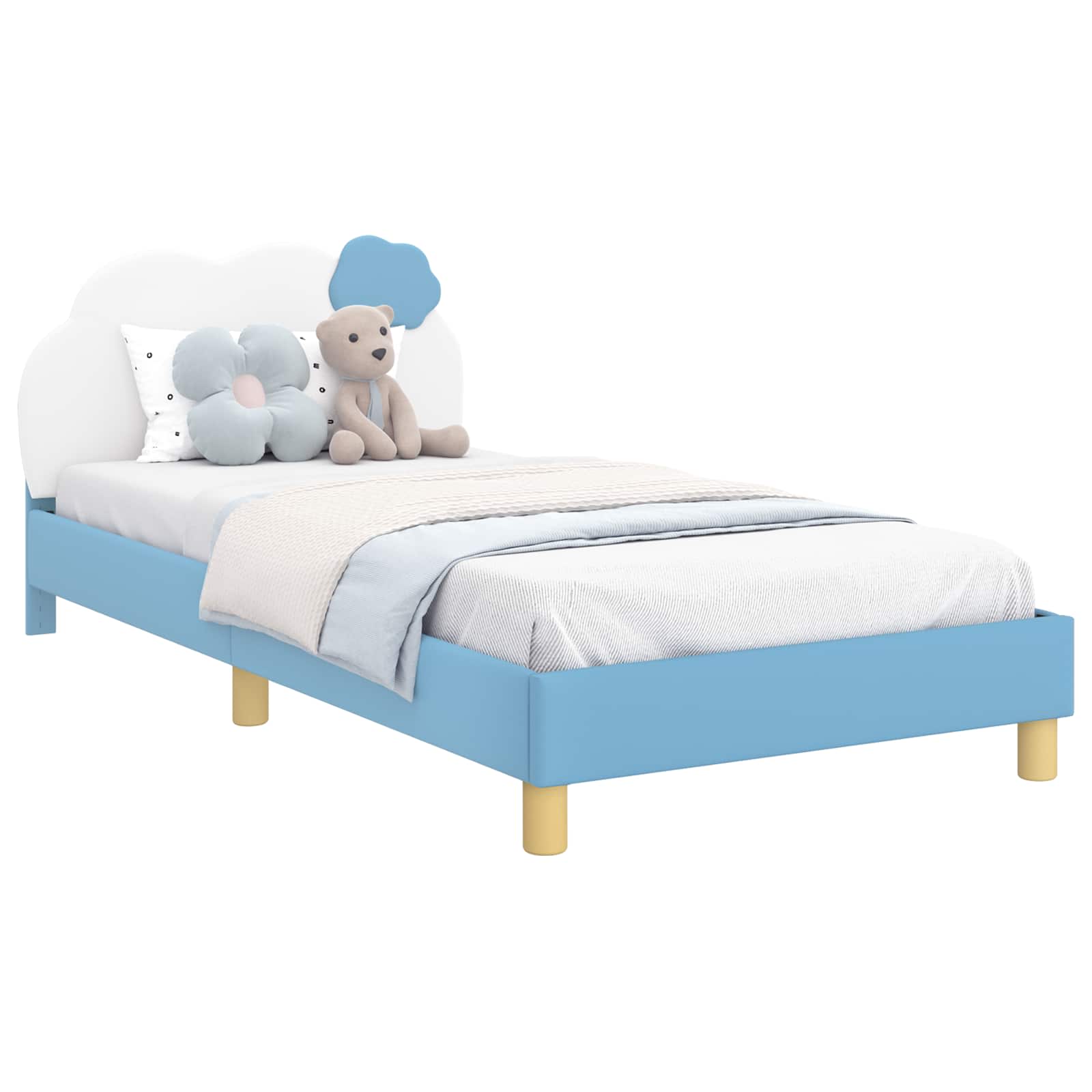 Cadre de lit pour enfants avec tête de lit Bleu 90 x 200 cm PU - XIOS