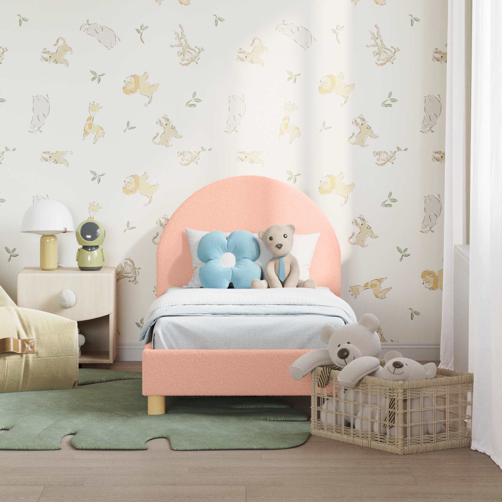 Cadre de lit pour tout-petit avec tête de lit Rose 70 x 140 cm - XIOS
