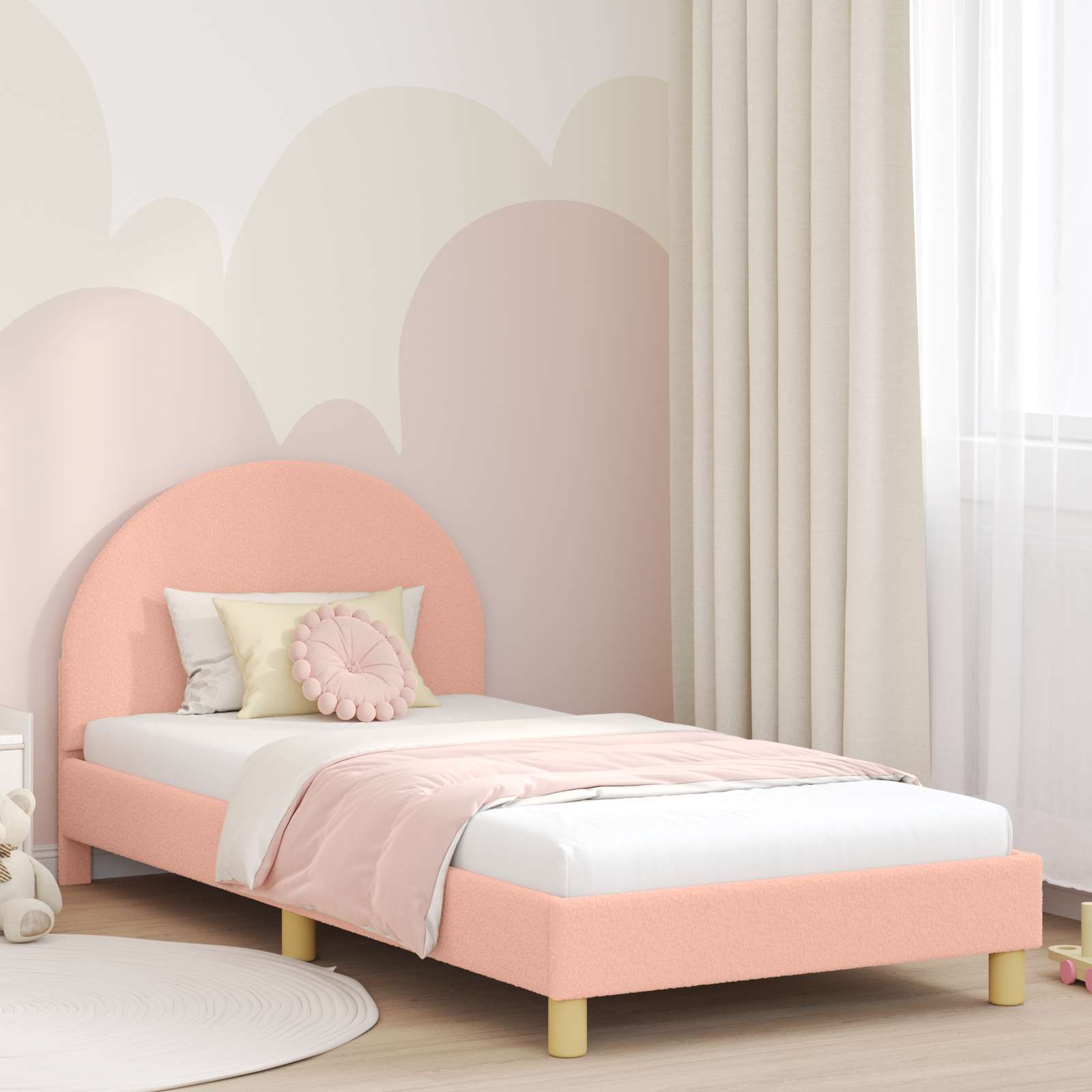 Cadre de lit pour enfants avec tête de lit Rose 90 x 190 cm - XIOS