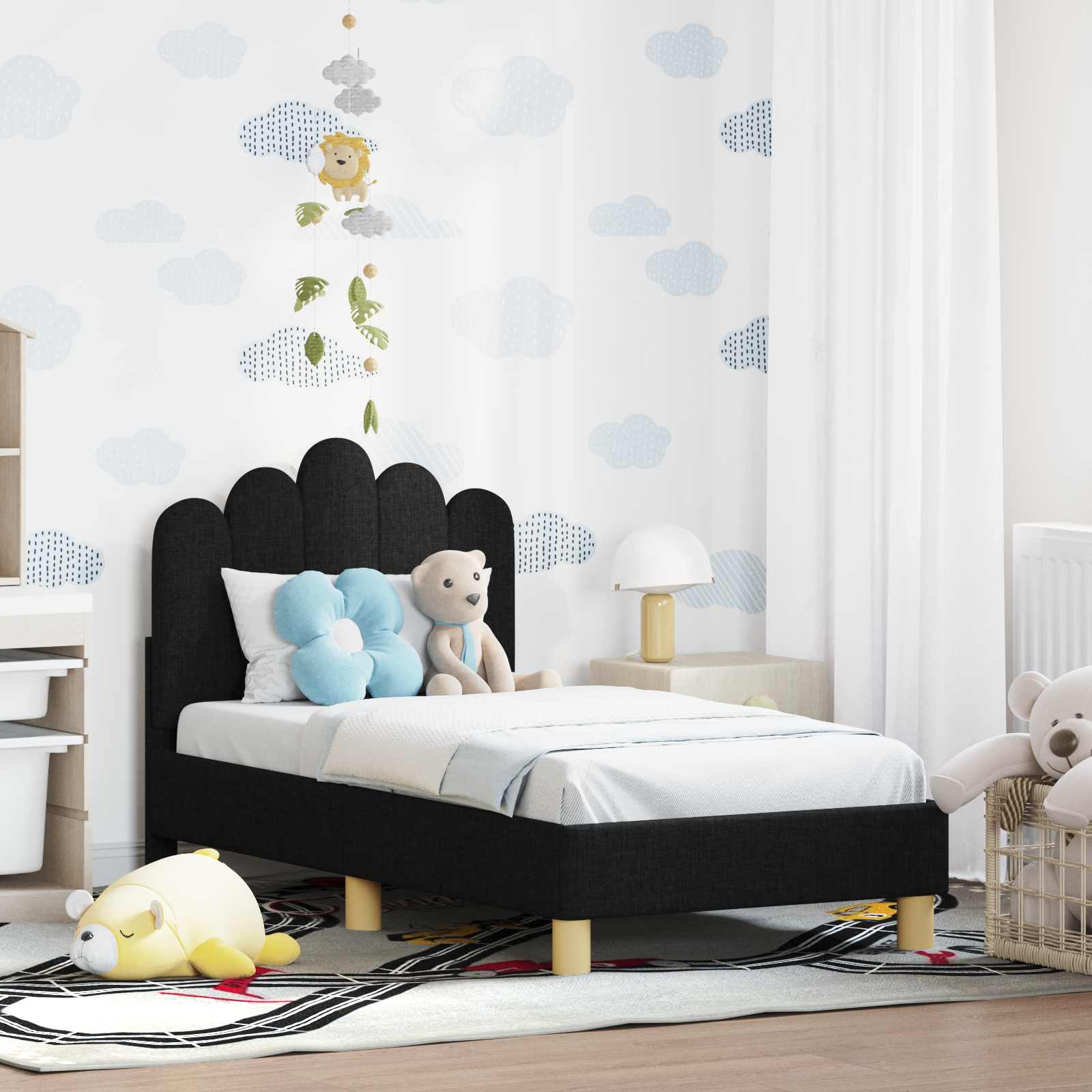 Cadre de lit pour tout-petit avec tête de lit Noir 70 x 140 cm - XIOS