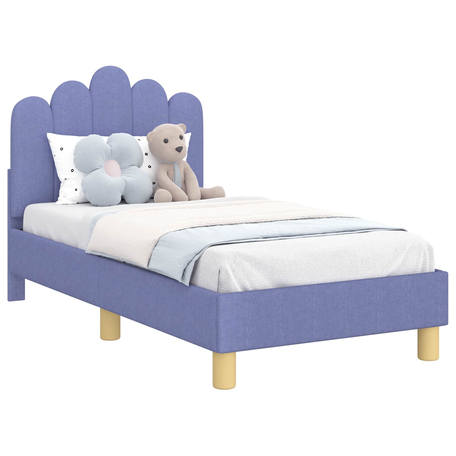 Cadre de lit pour tout-petit avec tête de lit Bleu denim - XIOS