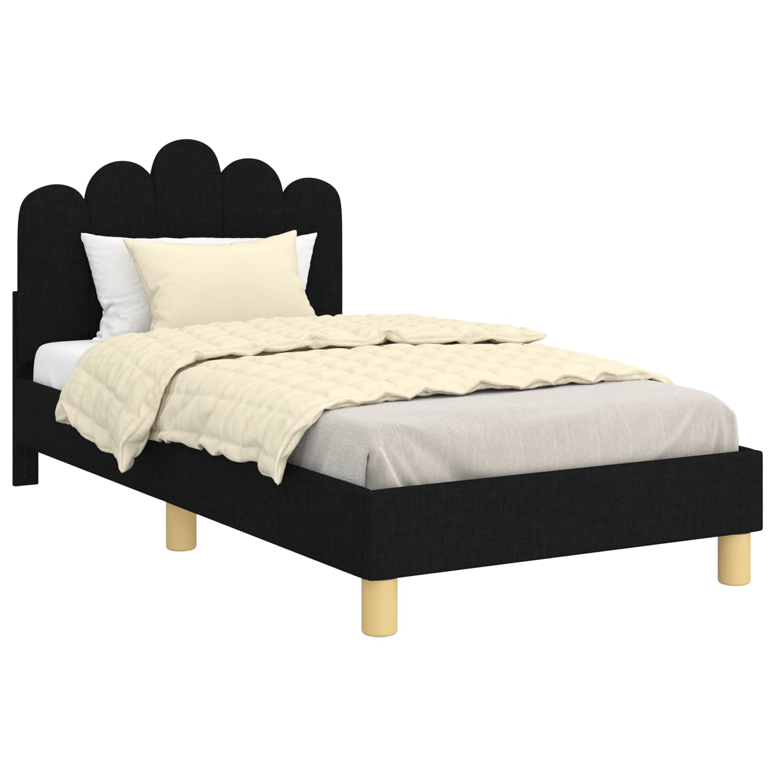 Cadre de lit pour enfants avec tête de lit Noir 80 x 160 cm - XIOS