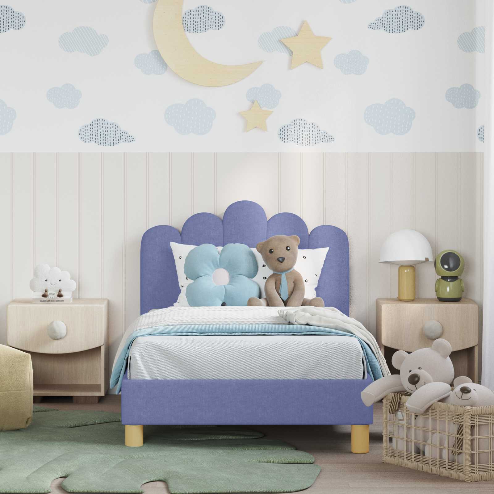 Cadre de lit pour enfants avec tête de lit Bleu denim - XIOS