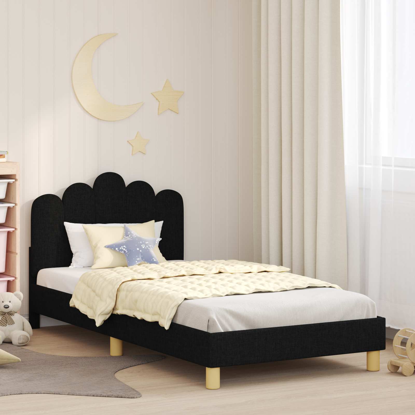 Cadre de lit pour enfants avec tête de lit Noir 80 x 200 cm - XIOS