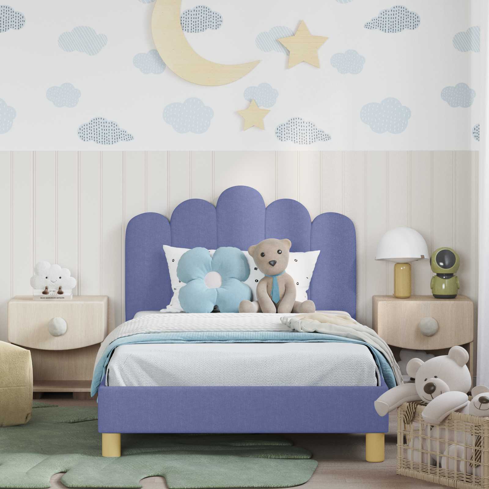 Cadre de lit pour enfants avec tête de lit Bleu denim - XIOS
