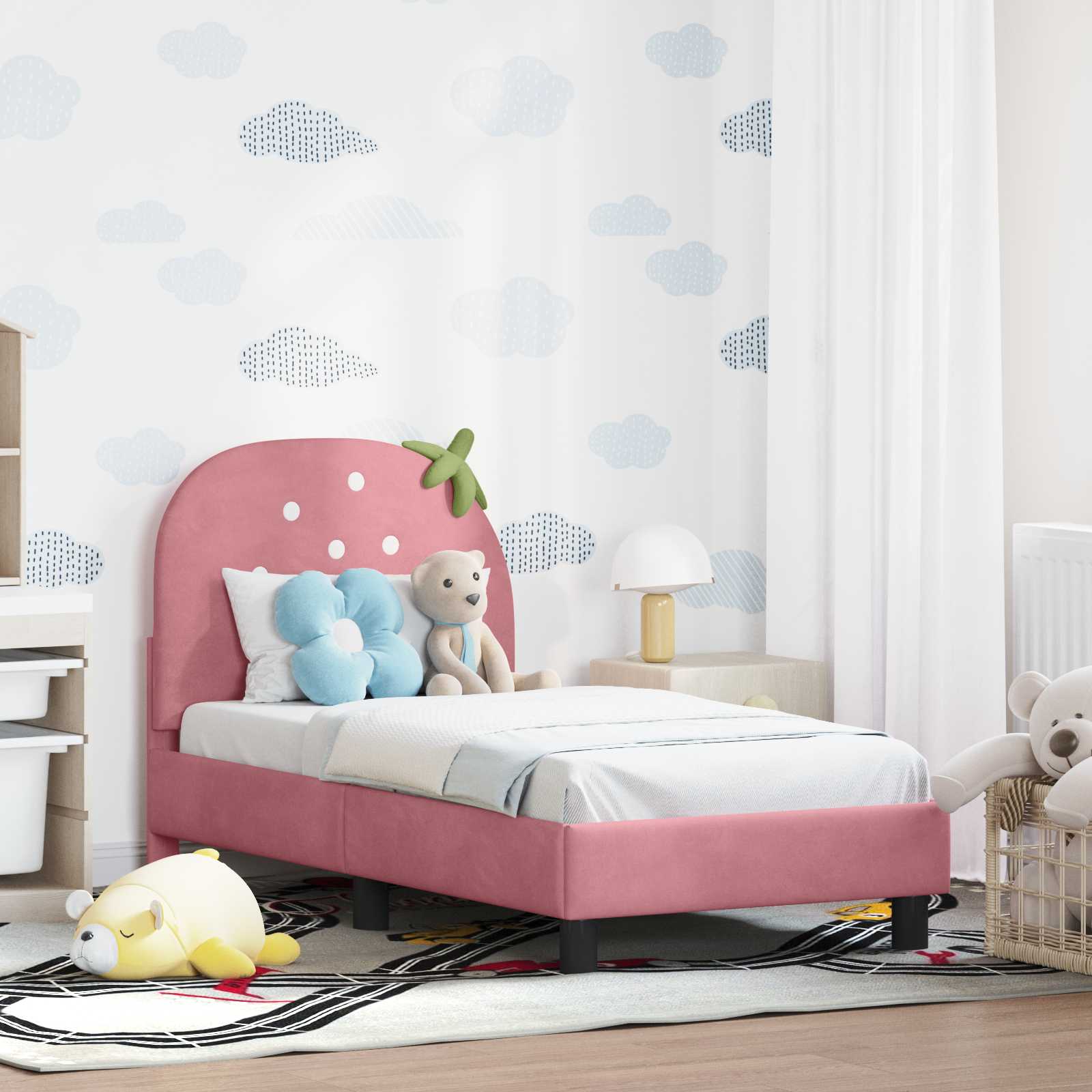 Cadre de lit pour tout-petit avec tête de lit Rose 70 x 140 cm - XIOS
