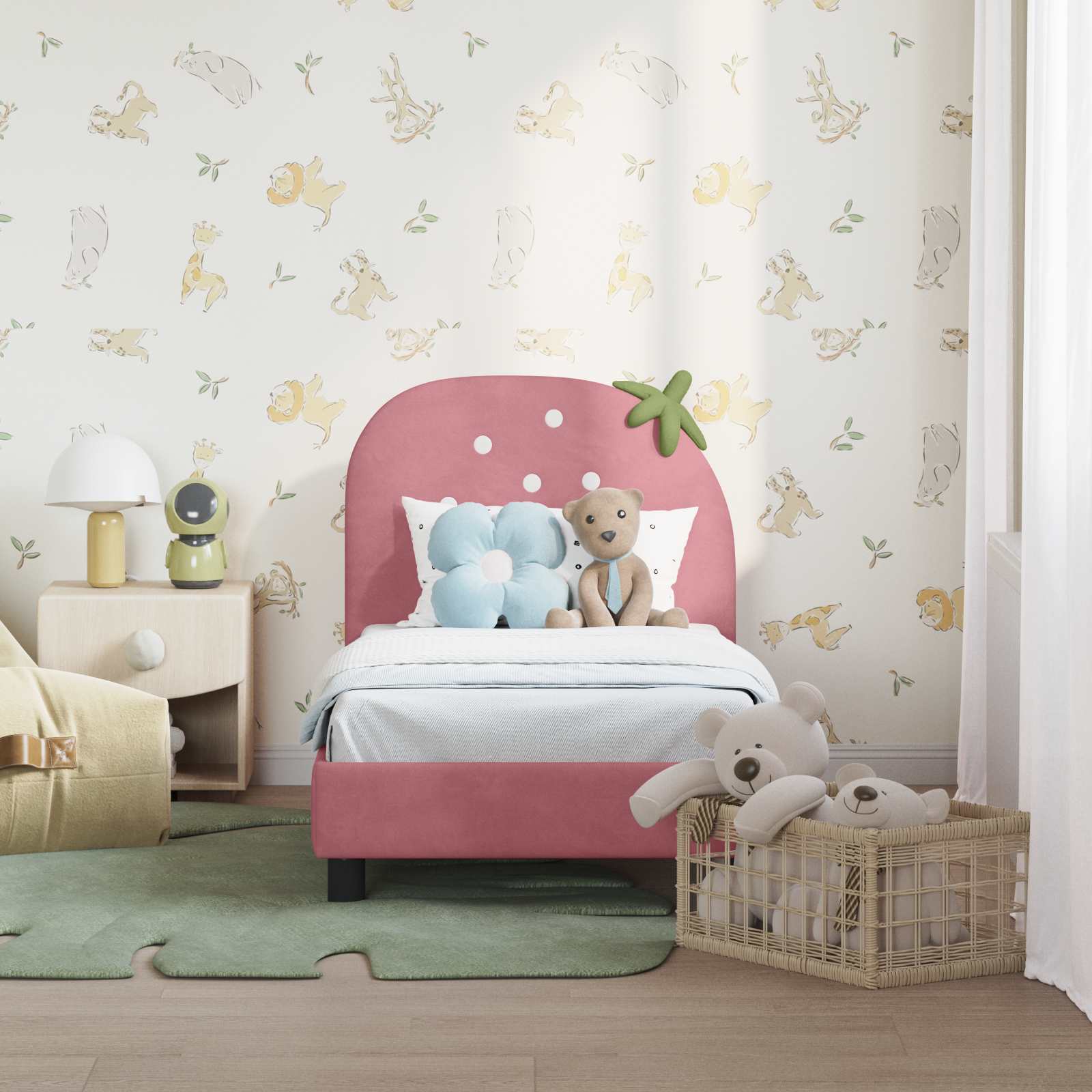 Cadre de lit pour tout-petit avec tête de lit Rose 70 x 140 cm - XIOS