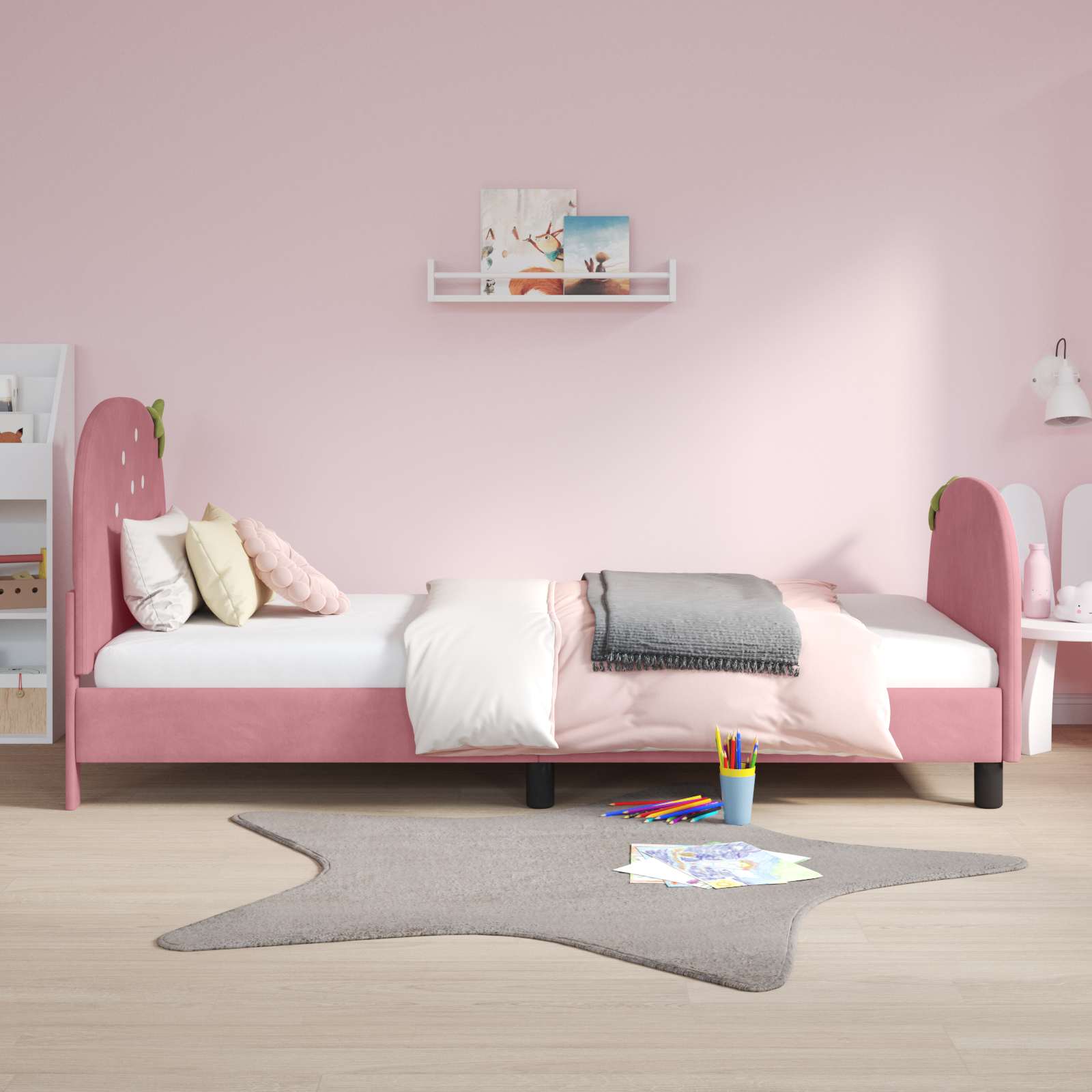 Cadre de lit pour enfants avec tête de lit Rose 90 x 200 cm - XIOS