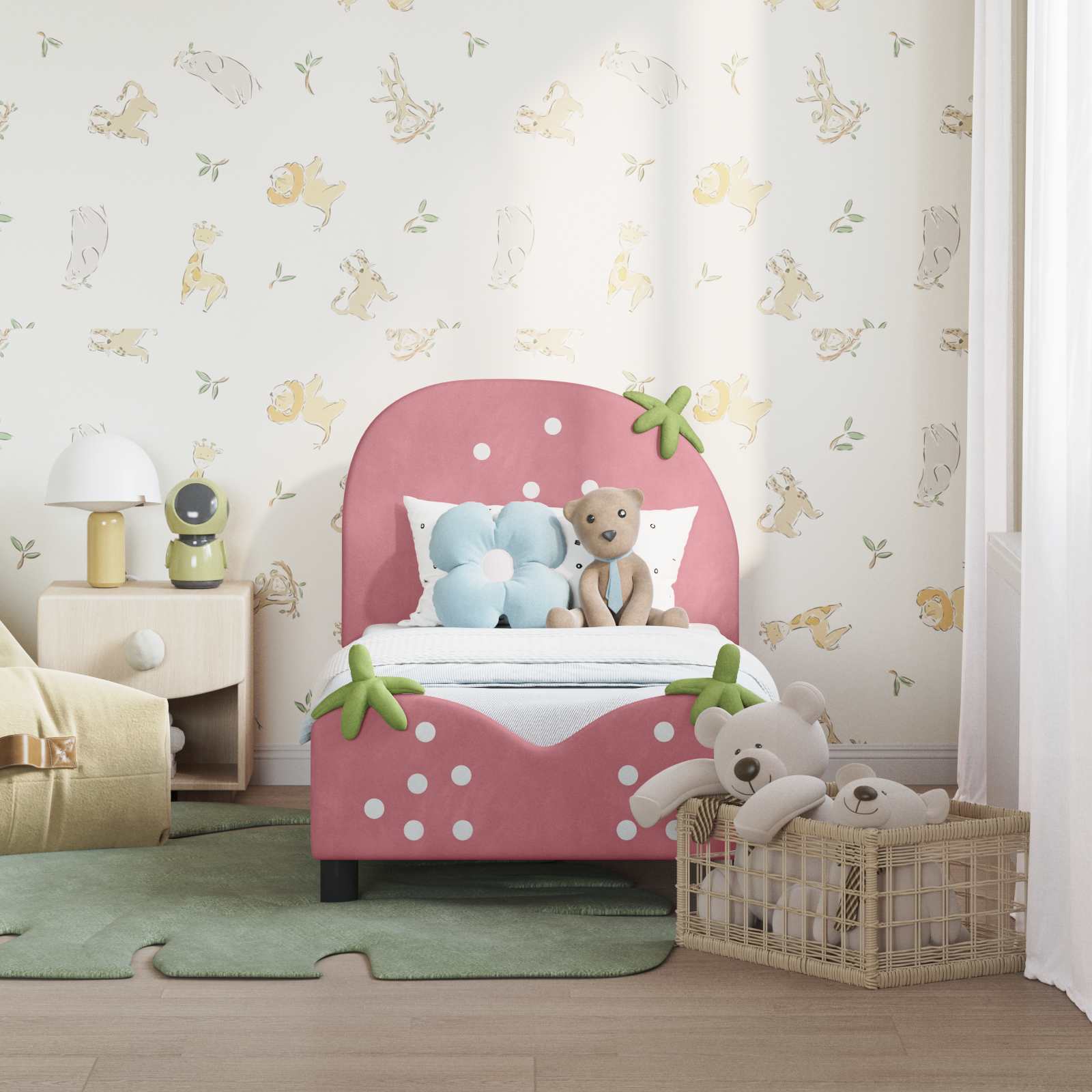 Cadre de lit pour tout-petit avec tête de lit Rose 70 x 140 cm - XIOS