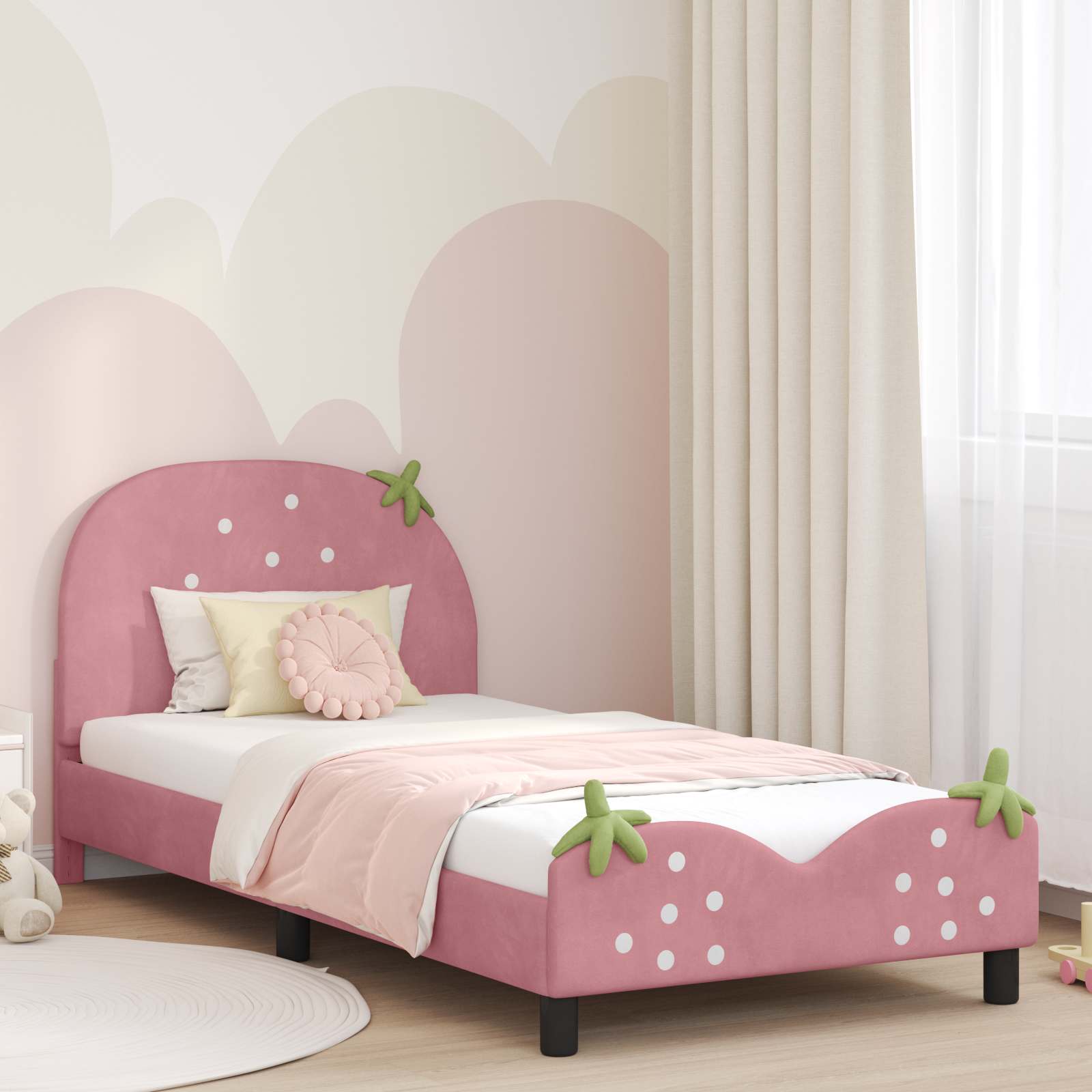 Cadre de lit pour enfants avec tête de lit Rose 90 x 190 cm - XIOS