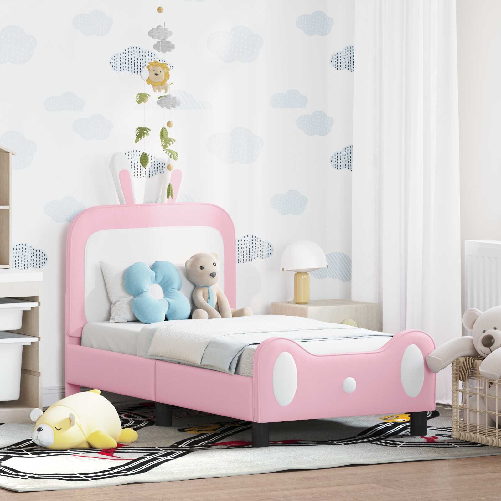 Cadre de lit pour tout-petit avec tête de lit Rose 70 x 140 cm - XIOS