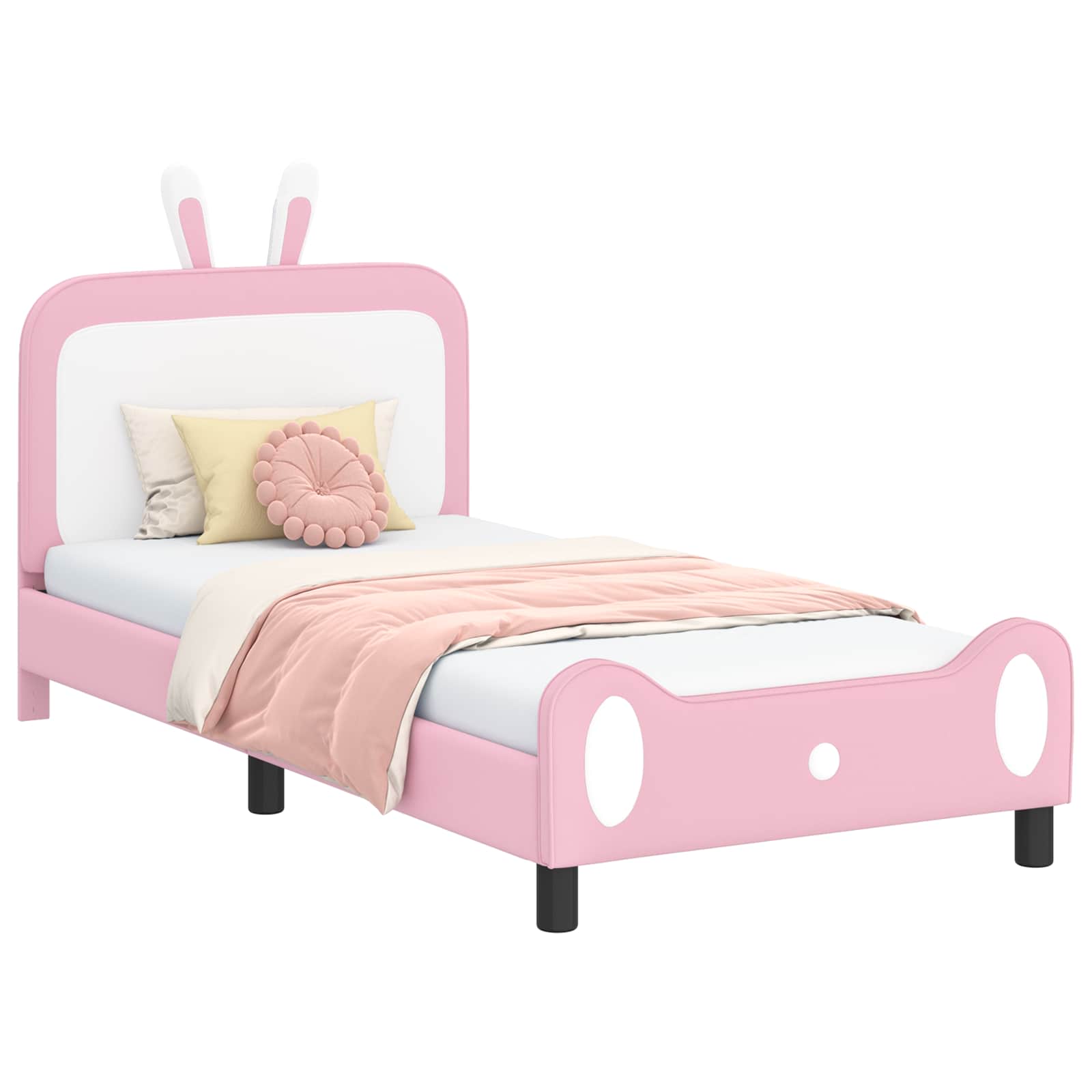 Cadre de lit pour enfants avec tête de lit Rose 80 x 200 cm PU - XIOS