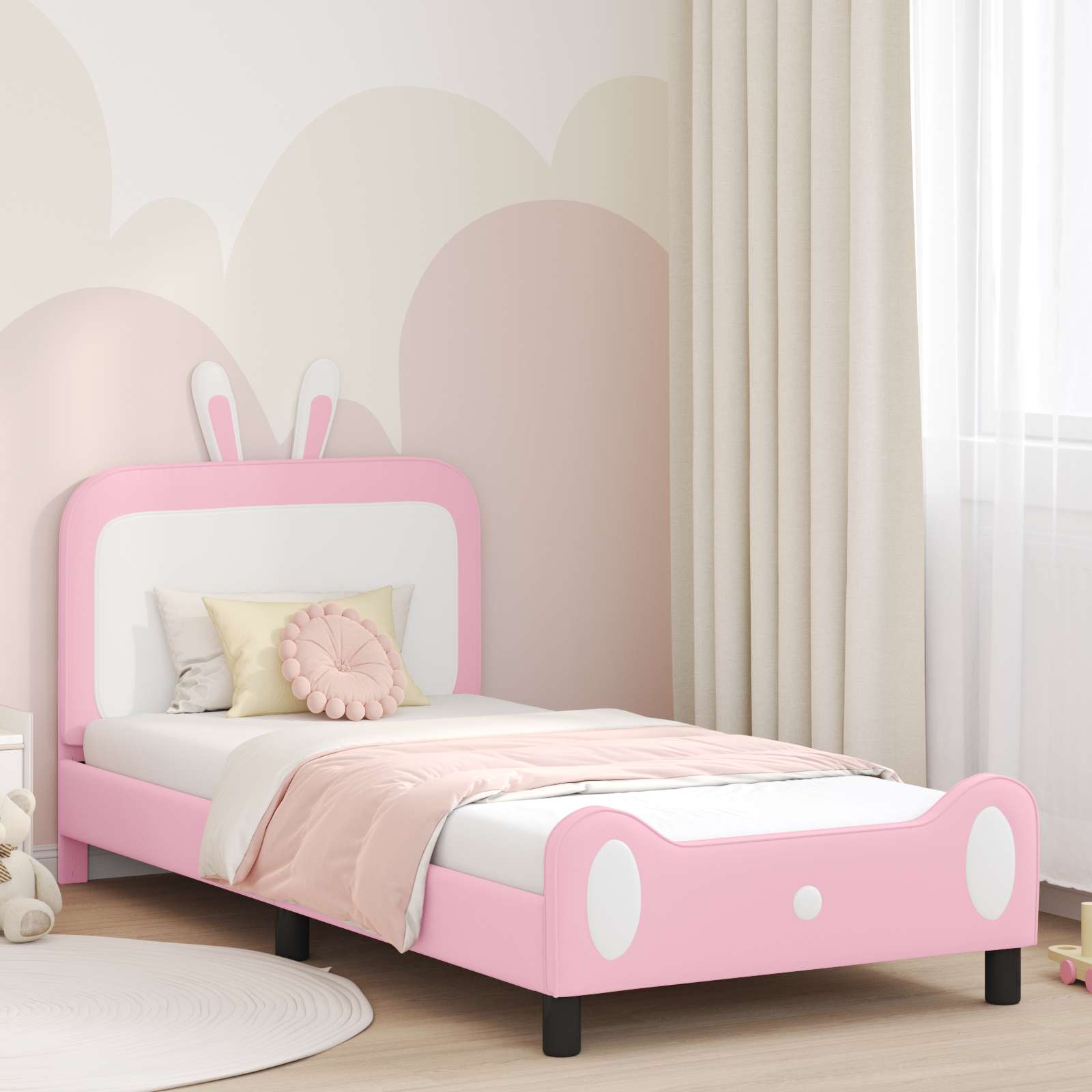 Cadre de lit pour enfants avec tête de lit Rose 90 x 190 cm PU - XIOS