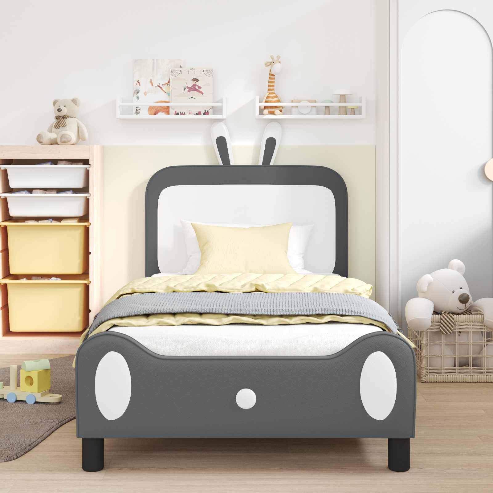 Cadre de lit pour enfants avec tête de lit Gris clair PU - XIOS