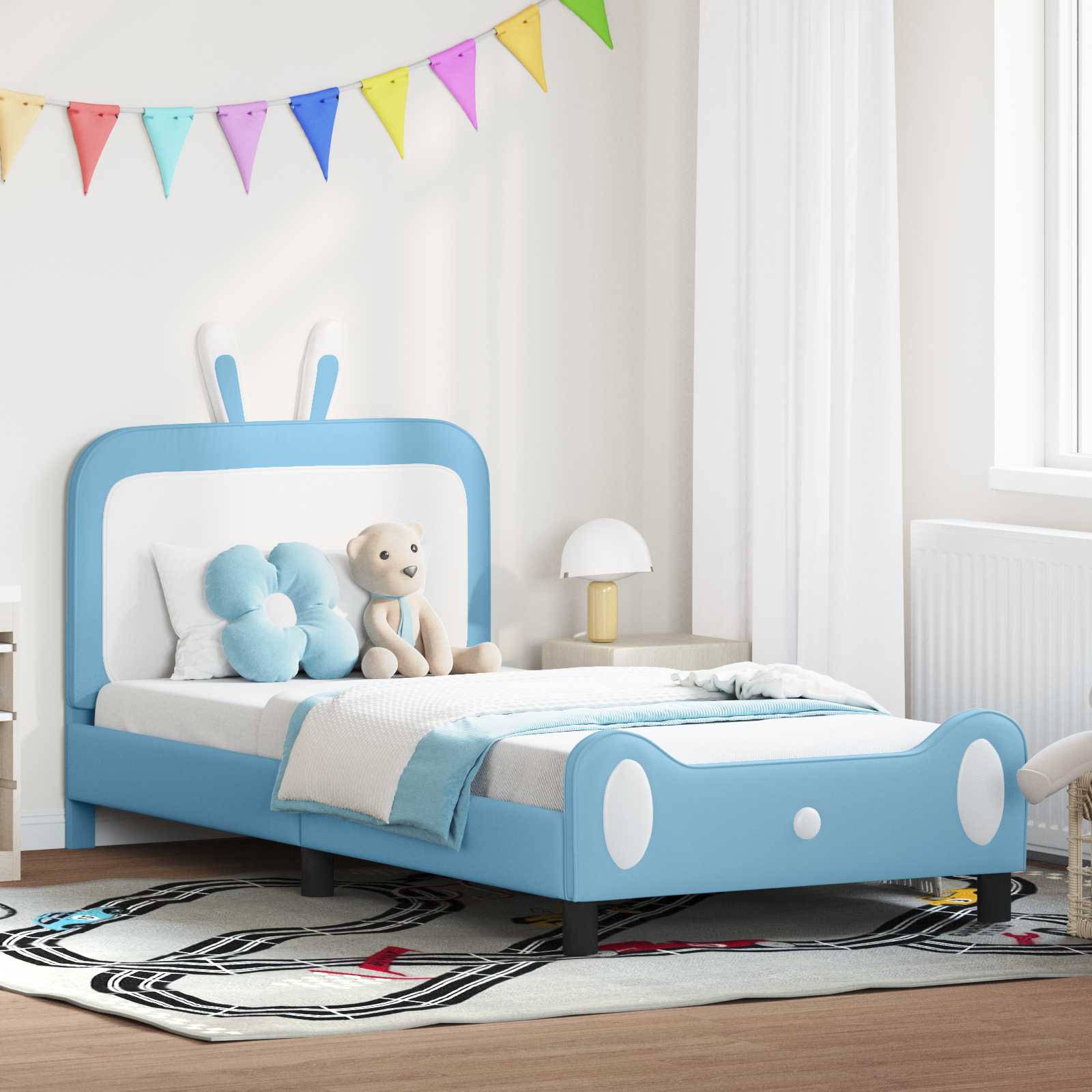 Cadre de lit pour enfants avec tête de lit Bleu 90 x 200 cm PU - XIOS