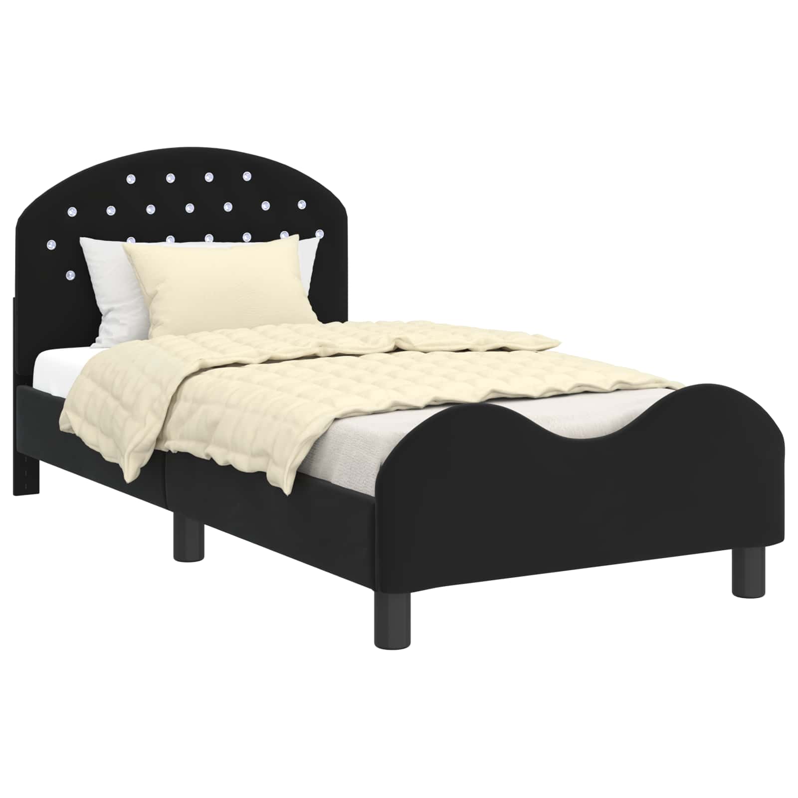 Cadre de lit pour enfants avec tête de lit Noir 80 x 160 cm - XIOS