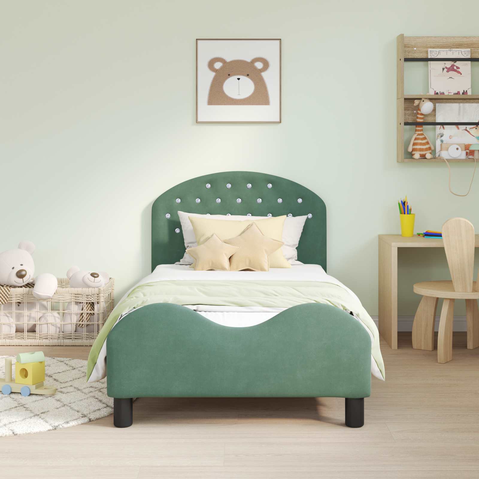 Cadre de lit pour enfants avec tête de lit Vert Mer 80 x 160 cm - XIOS