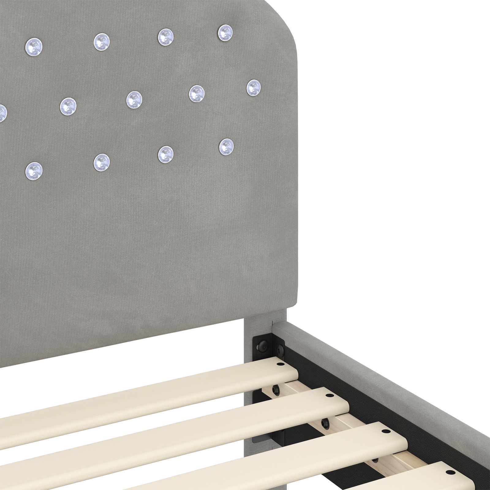 Cadre de lit pour enfants avec tête de lit Gris clair Velours - XIOS