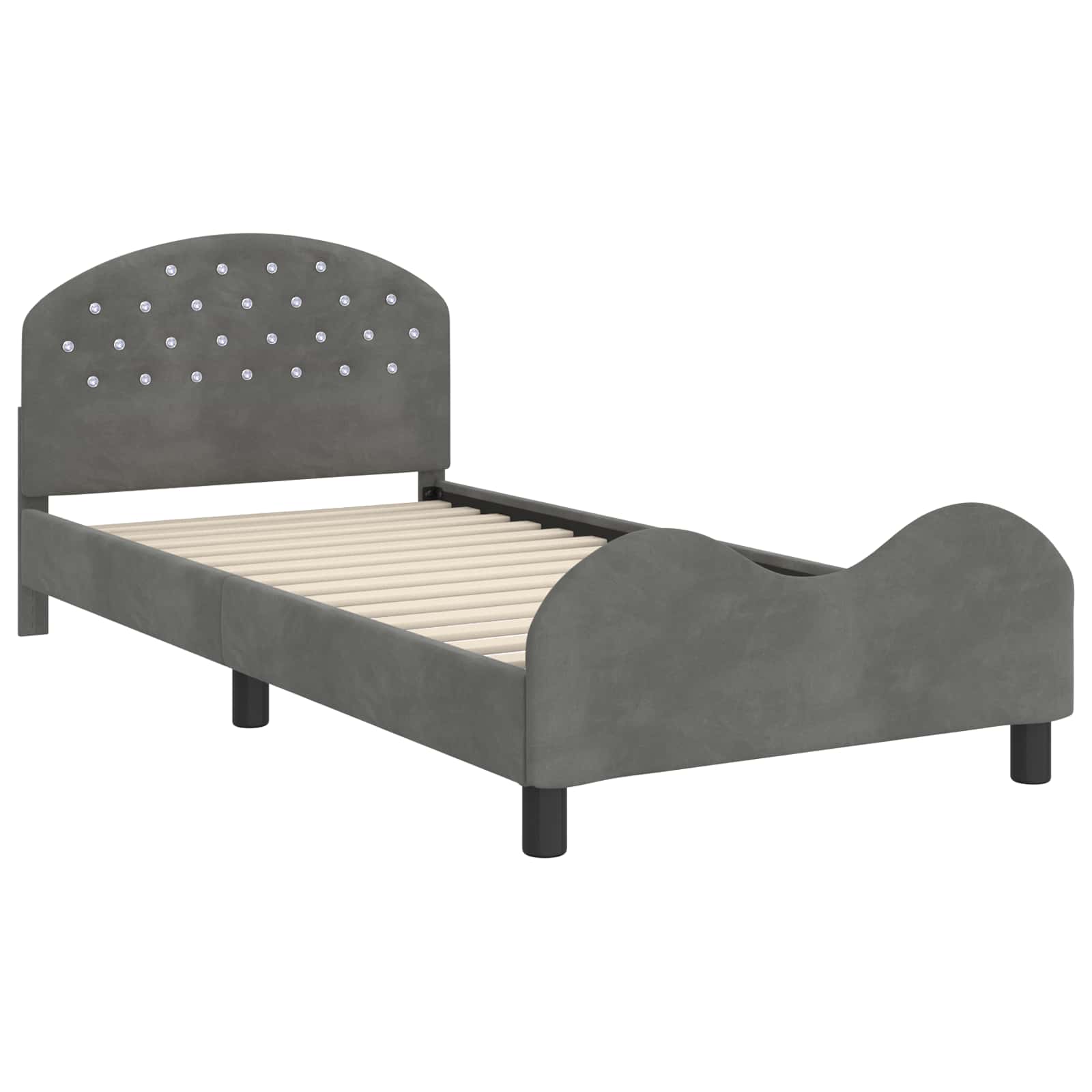 Cadre de lit pour enfants avec tête de lit Gris foncé Velours - XIOS