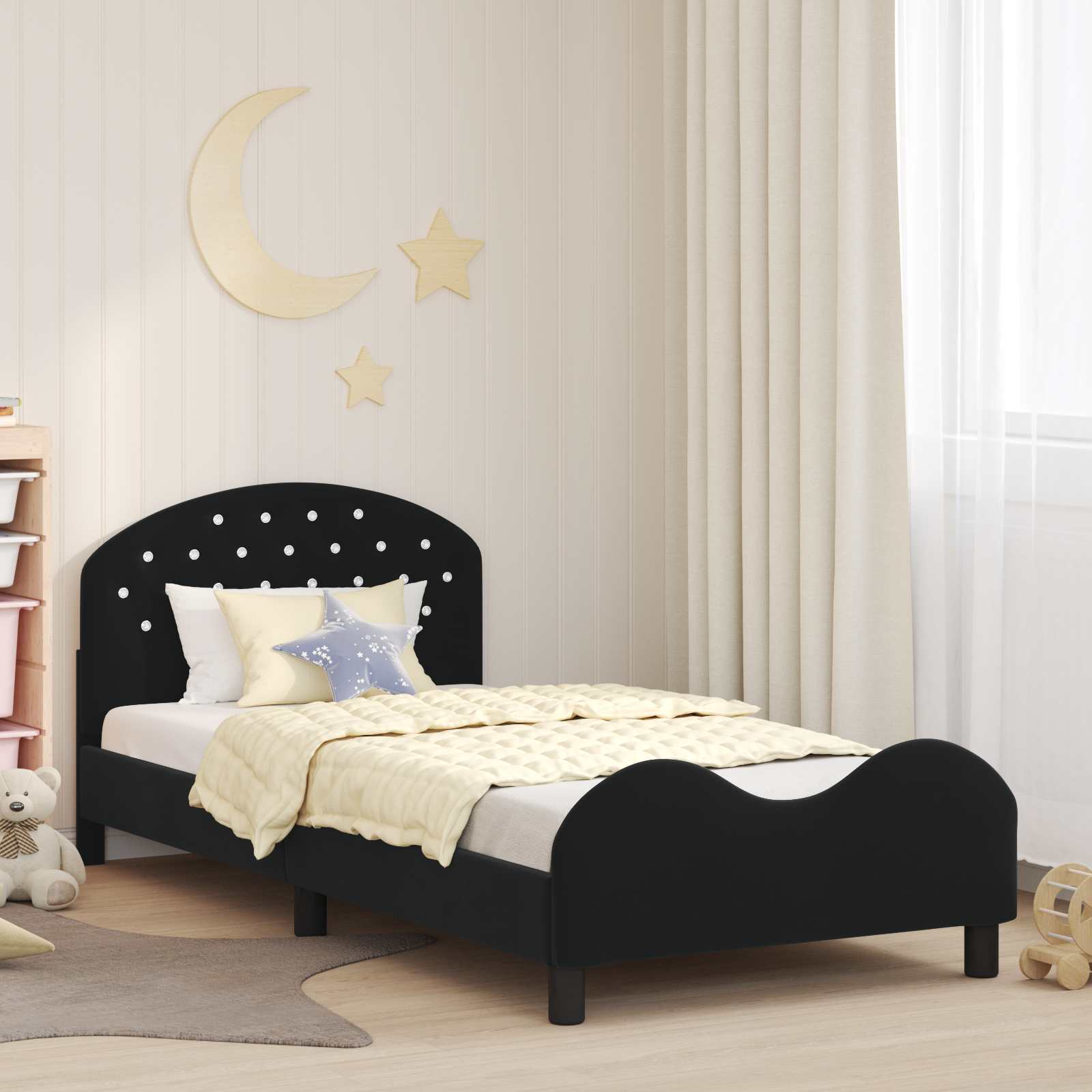 Cadre de lit pour enfants avec tête de lit Noir 80 x 200 cm - XIOS