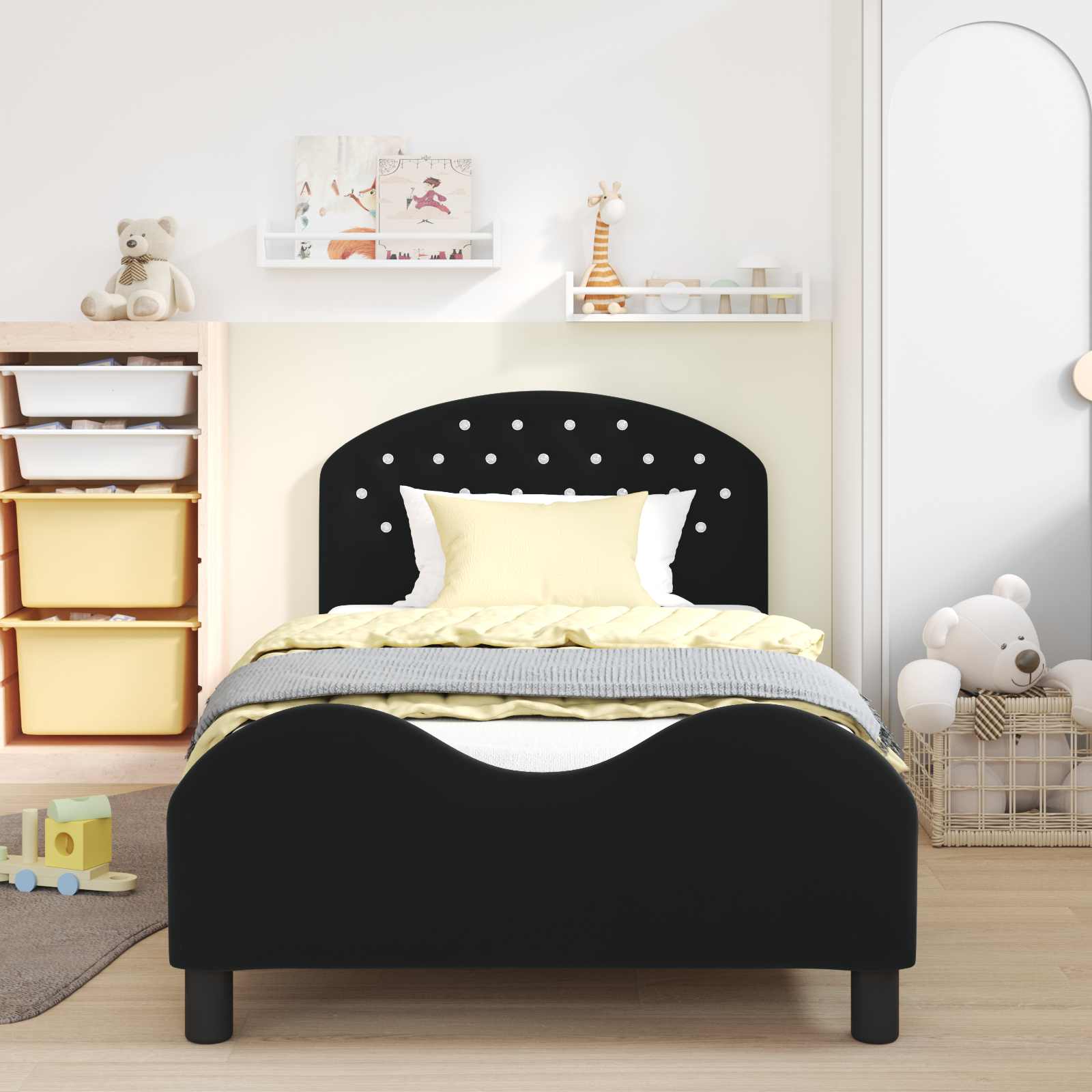Cadre de lit pour enfants avec tête de lit Noir 80 x 200 cm - XIOS
